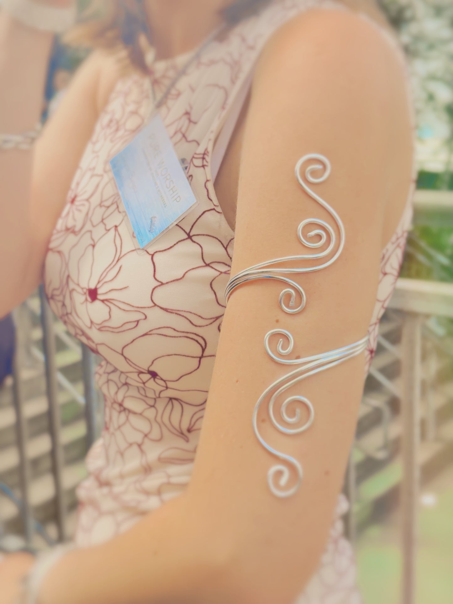 Gold or Silver handmade arm cuff with added shell - adjustable - tarnish free