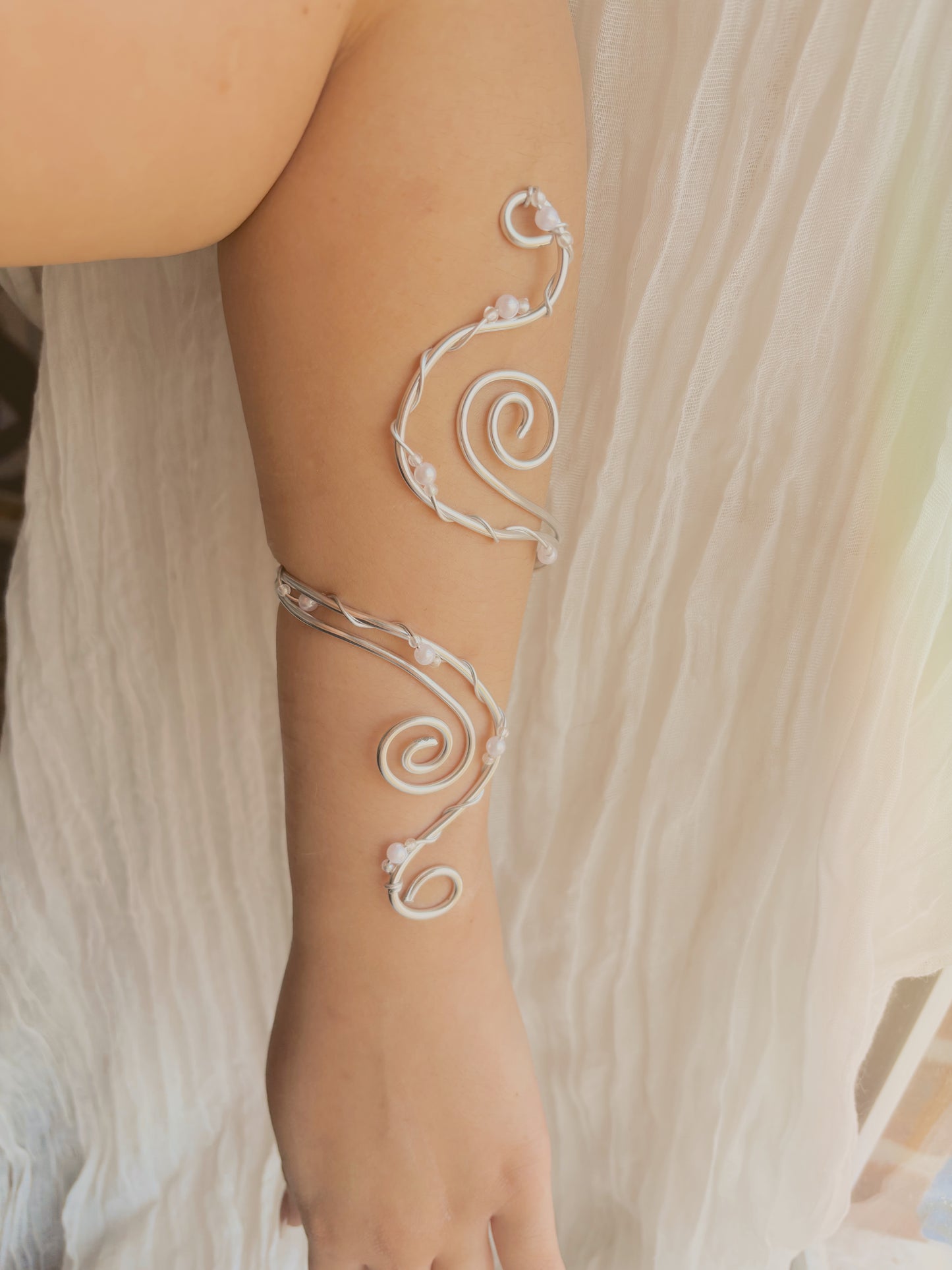 Gold or Silver handmade arm cuff with added details