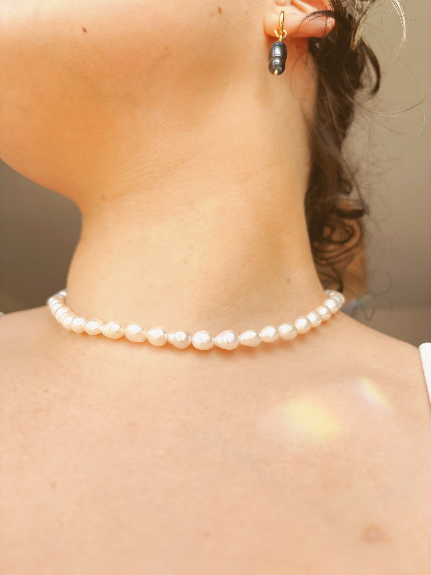 Fresh water pearl chocker tarnish free handmade