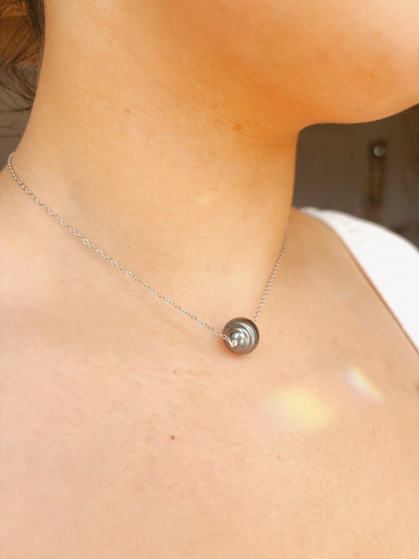 Freshwater dark pearl chocker tarnish free handmade - inspired by Lilo and Stitch