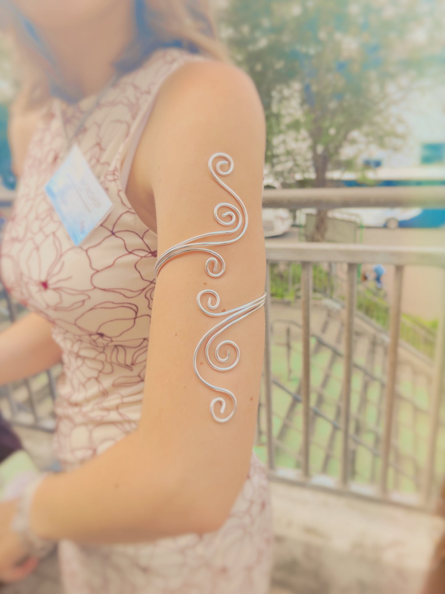 Gold or Silver handmade arm cuff with added shell - adjustable - tarnish free