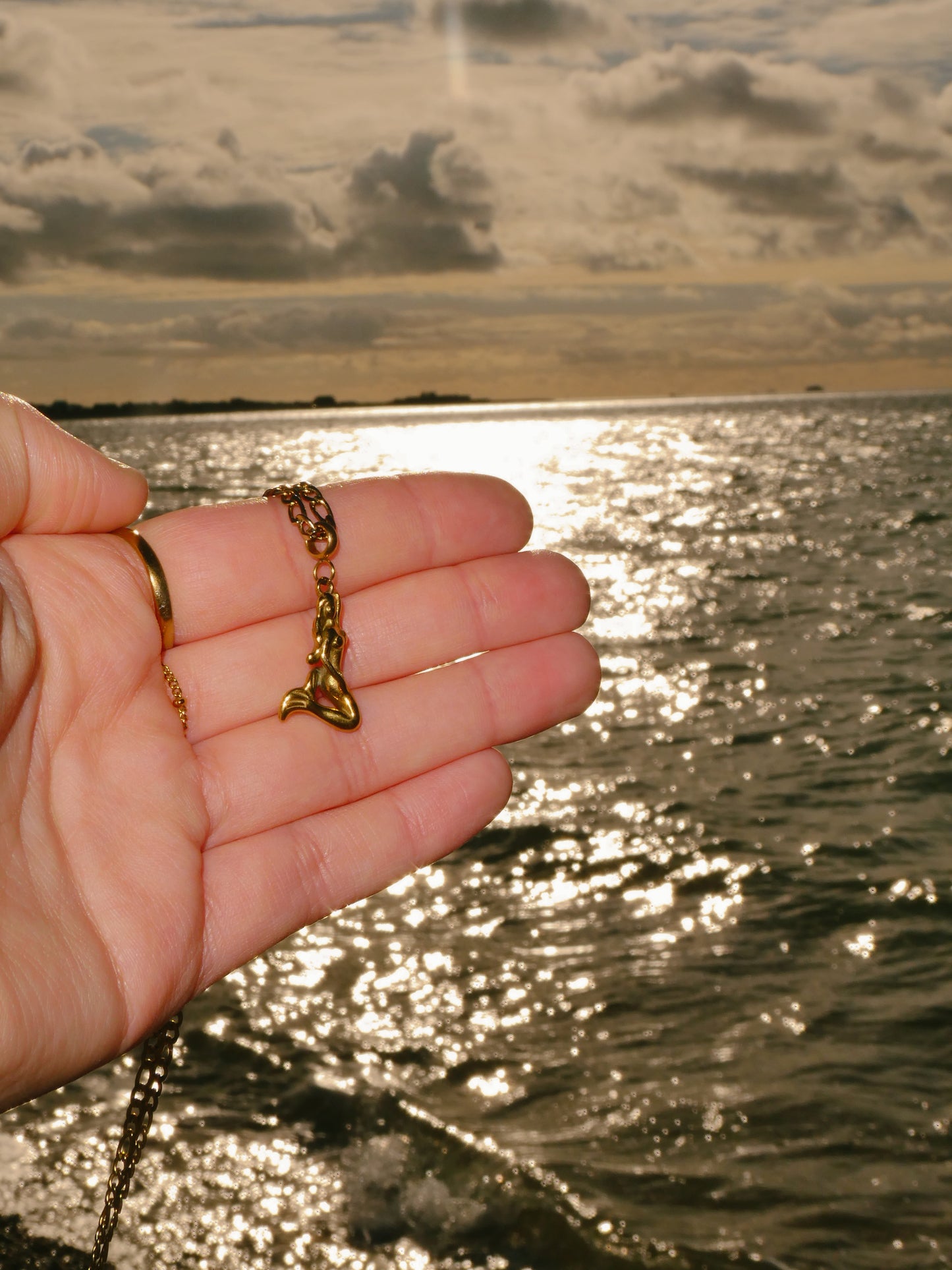 Gold 3D Mermaid necklace with custom chain