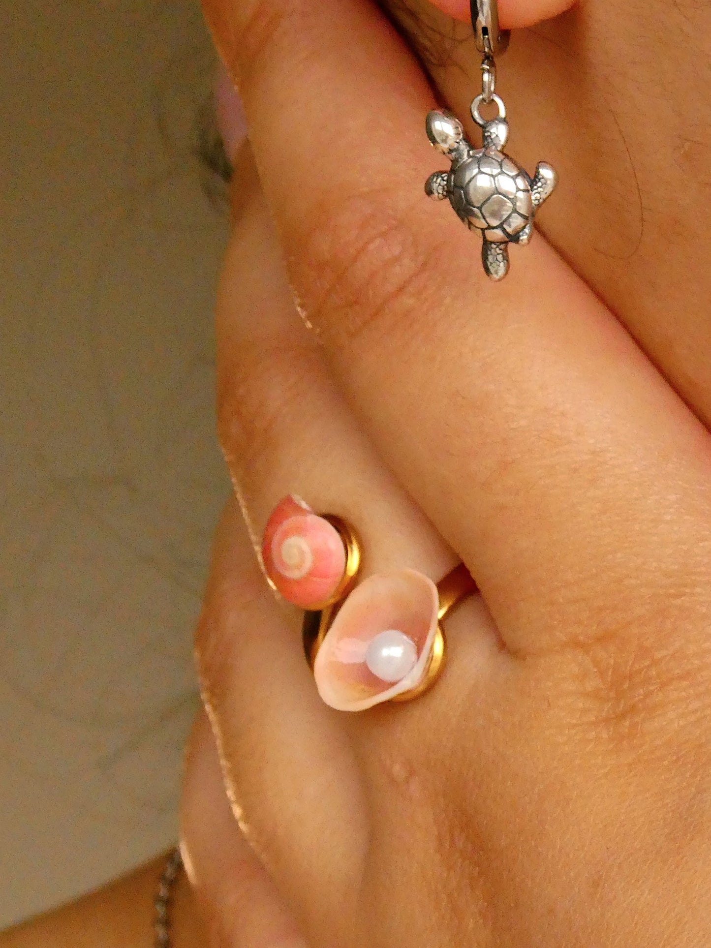 3D Turtle earrings - 925 sterling silver - 2 pcs shell and turtle set!