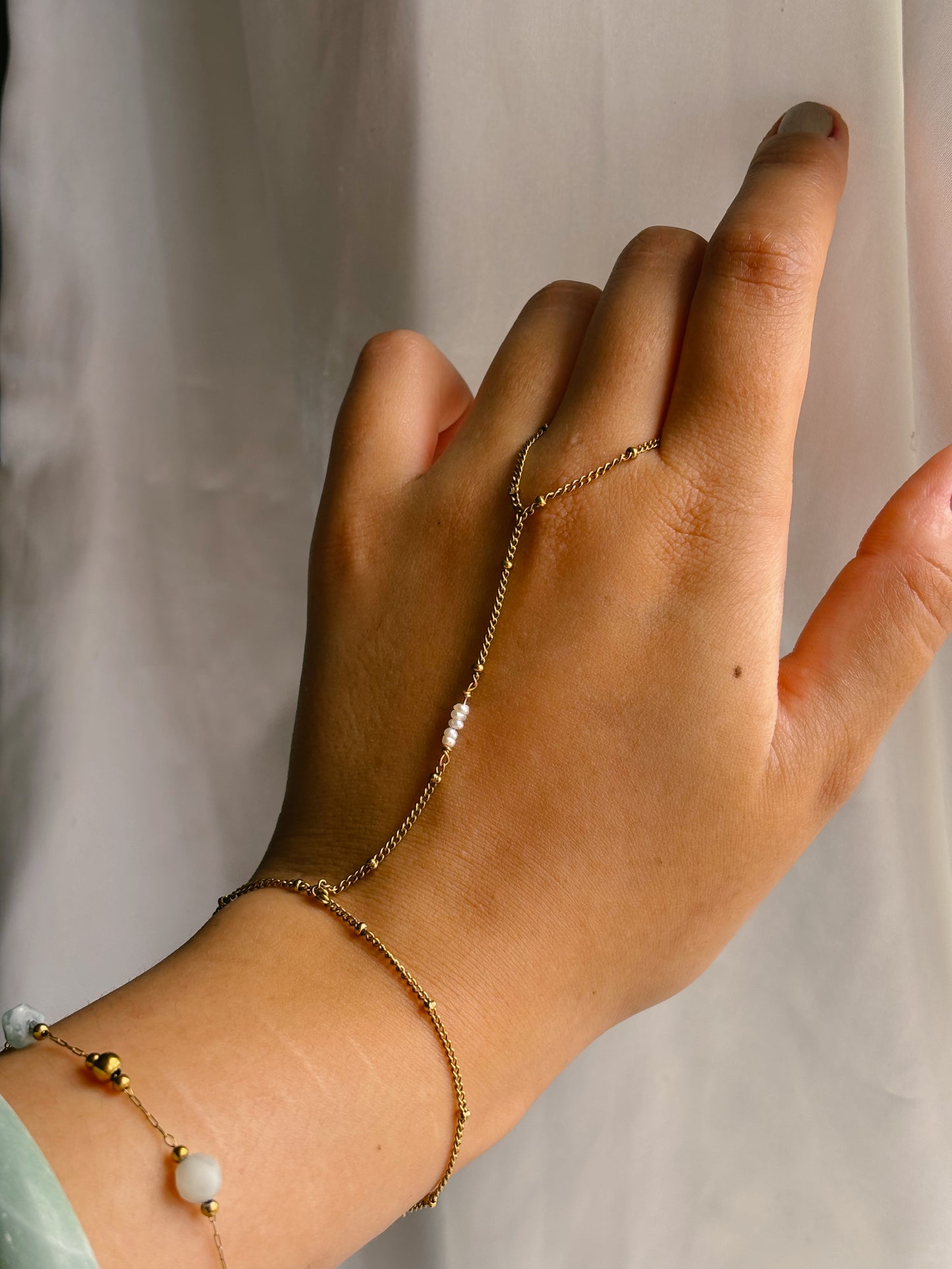 Dainty pearl hand chain | real pearls | waterproof | tarnish free | handmade