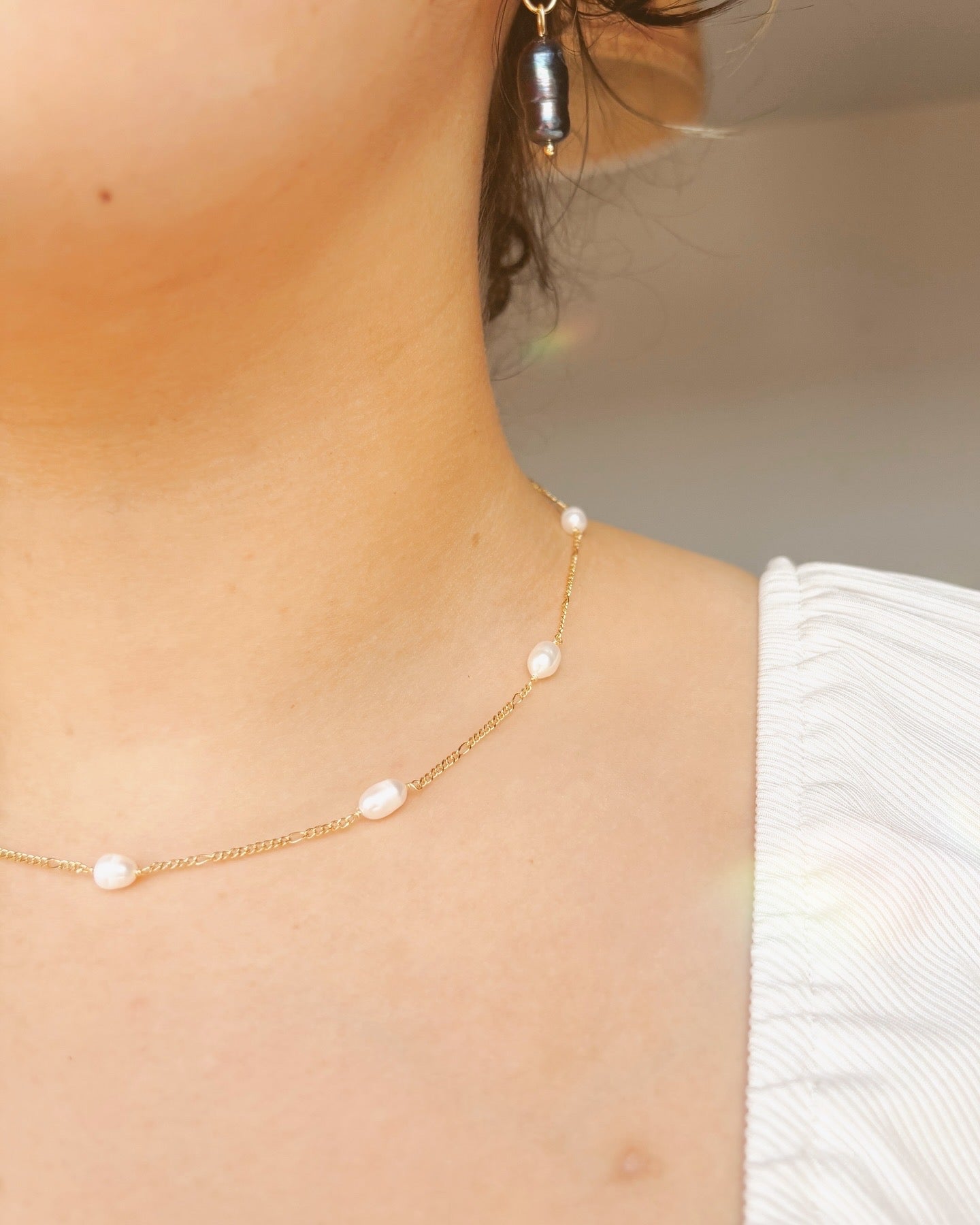 Fresh water pearl chocker tarnish free handmade