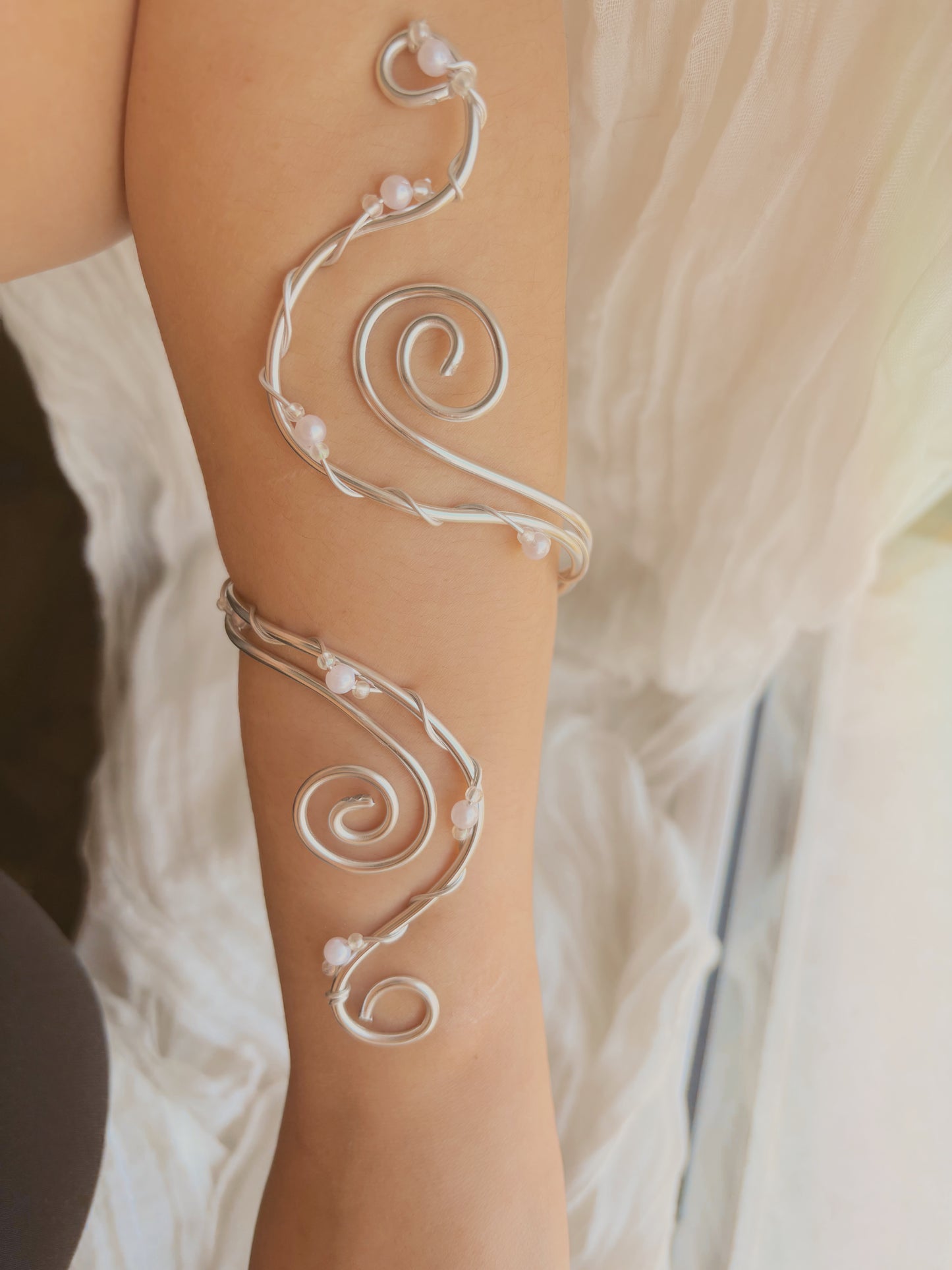 Gold or Silver handmade arm cuff with added details