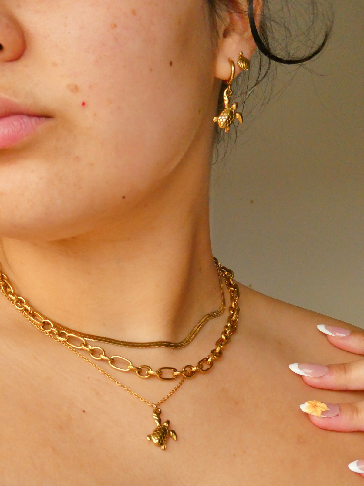 Gold Turtle earrings - 18k gold PVD plated stainless steel - tarnish free