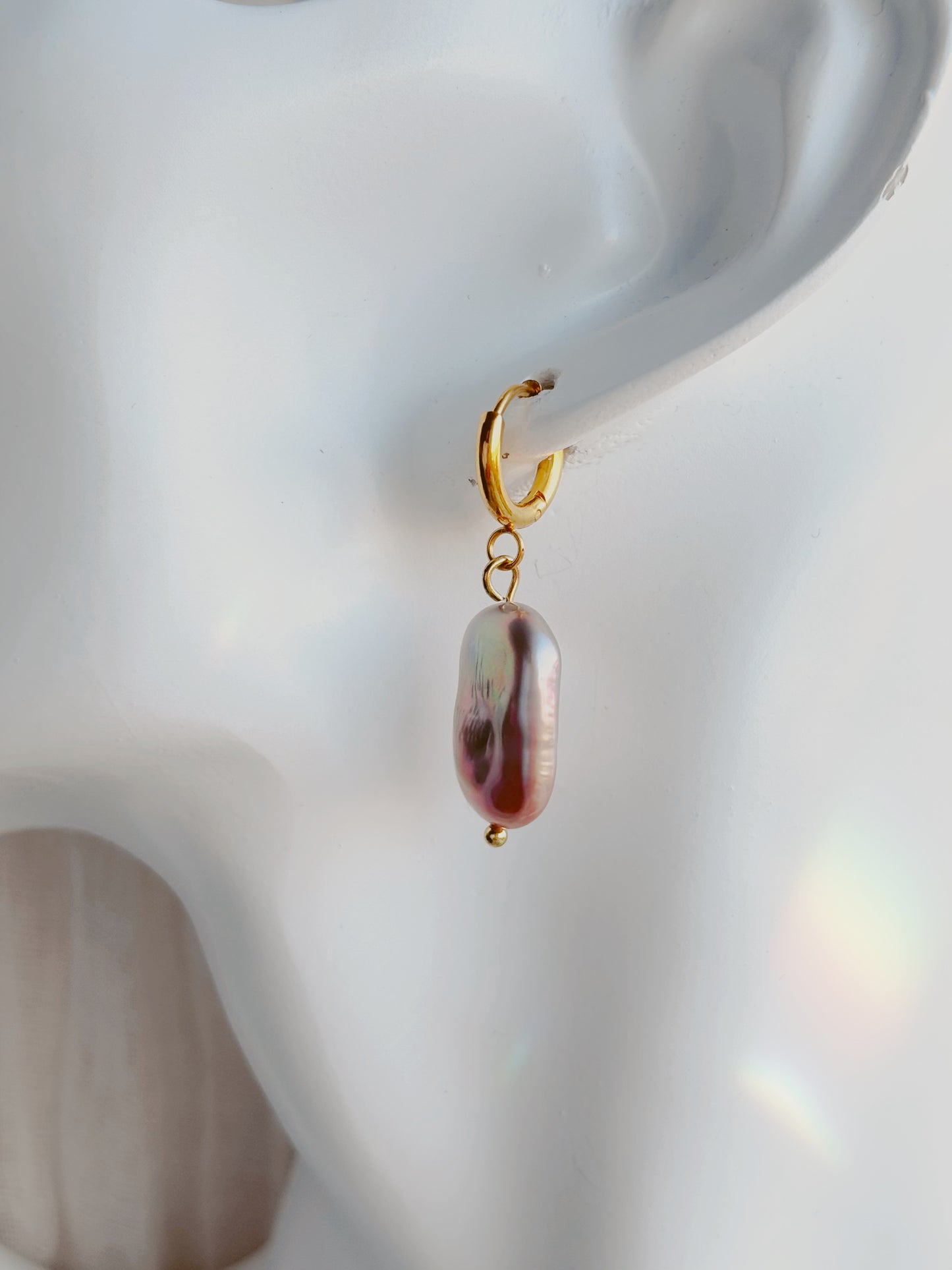 Square shaped Natural freshwater pearl tarnish free earrings - silver or gold