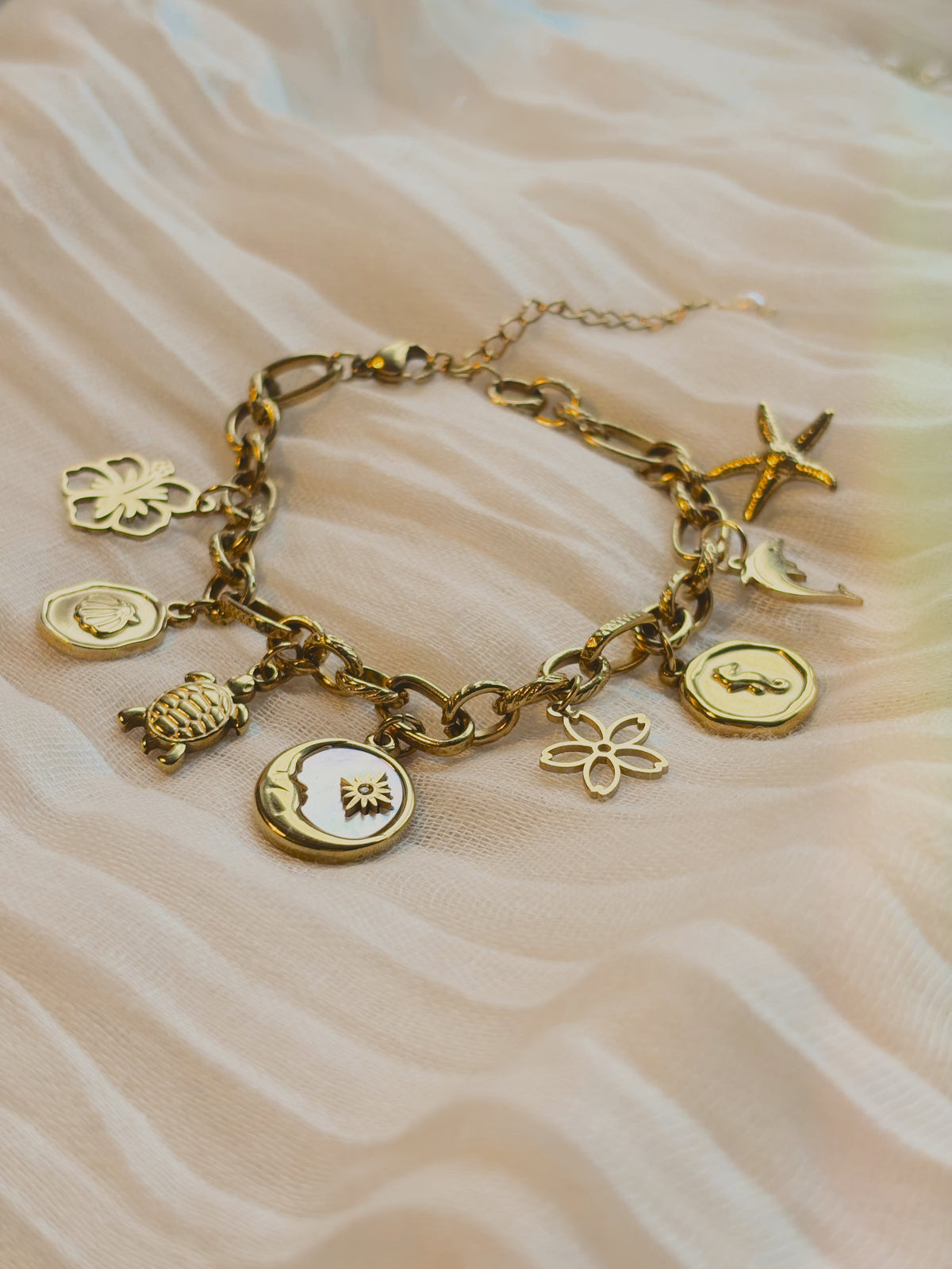 Costal charm bracelet | tarnish free | waterproof | gold & silver