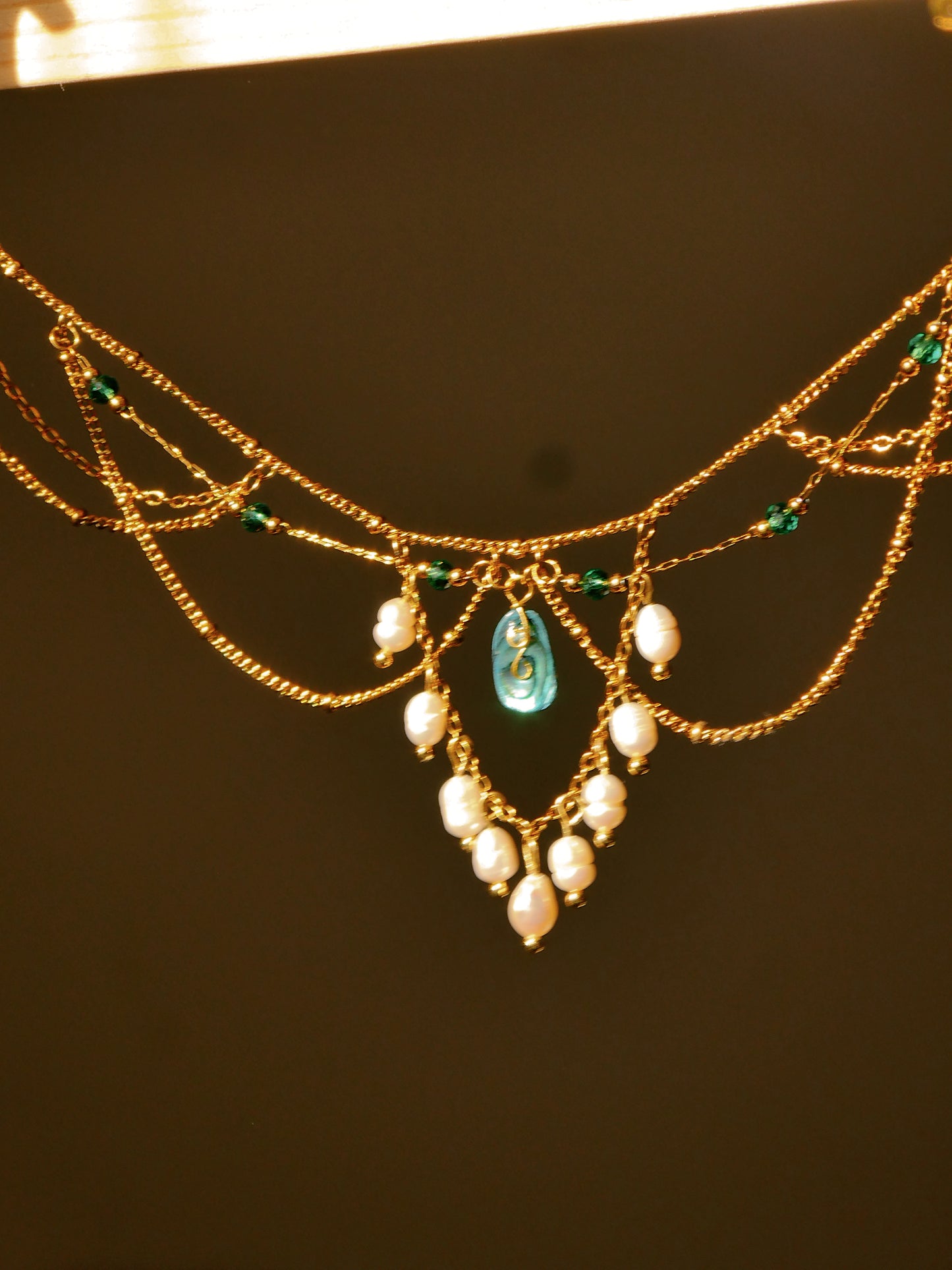 Abalone shell & Pearl bridal necklace