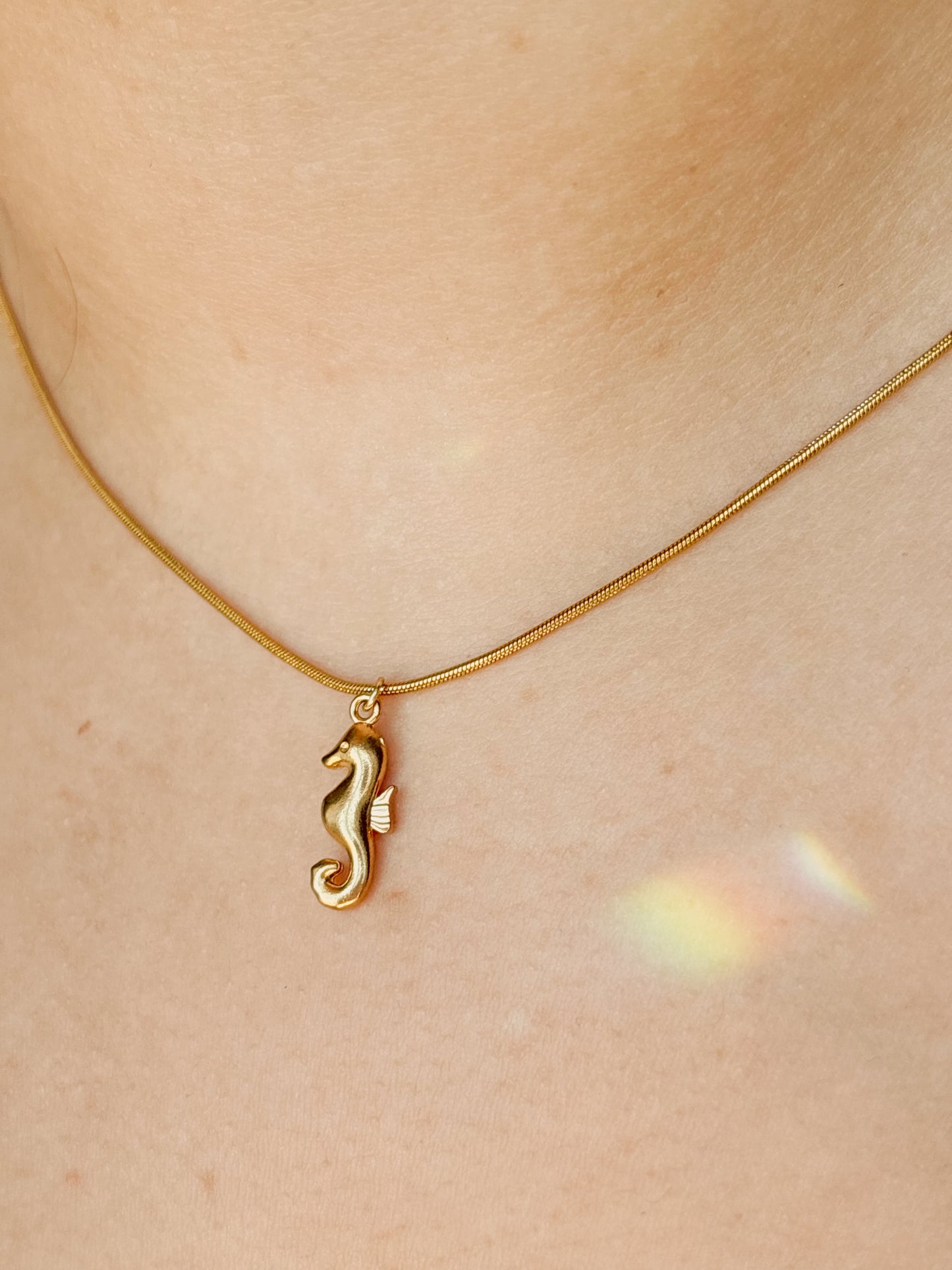 18k gold plated dainty seahorse necklace
