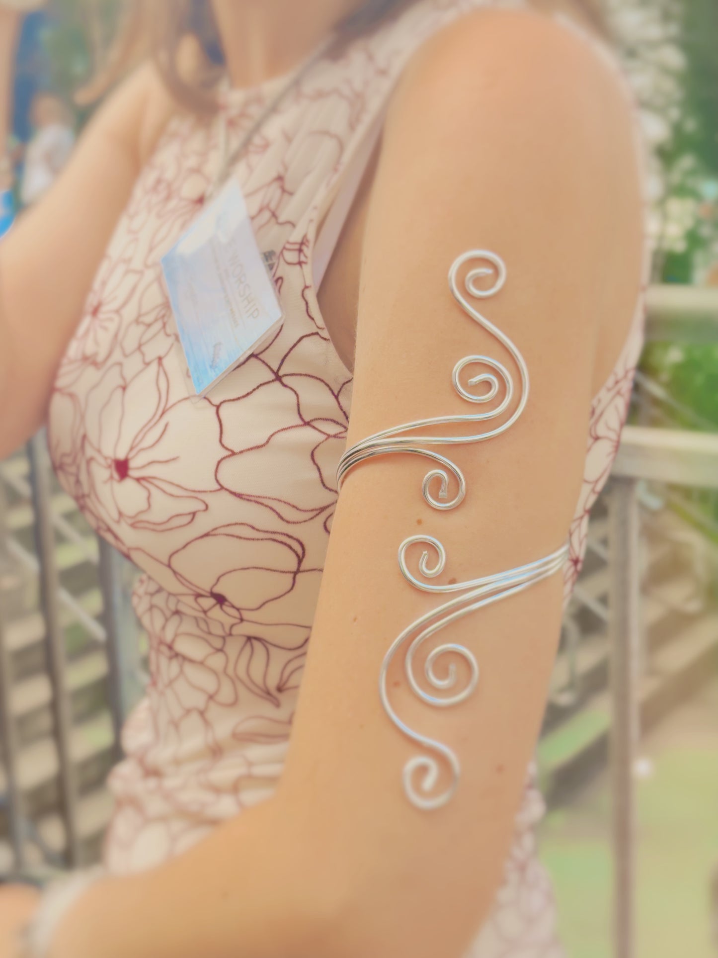 Gold or Silver handmade arm cuff with added shell - adjustable - tarnish free