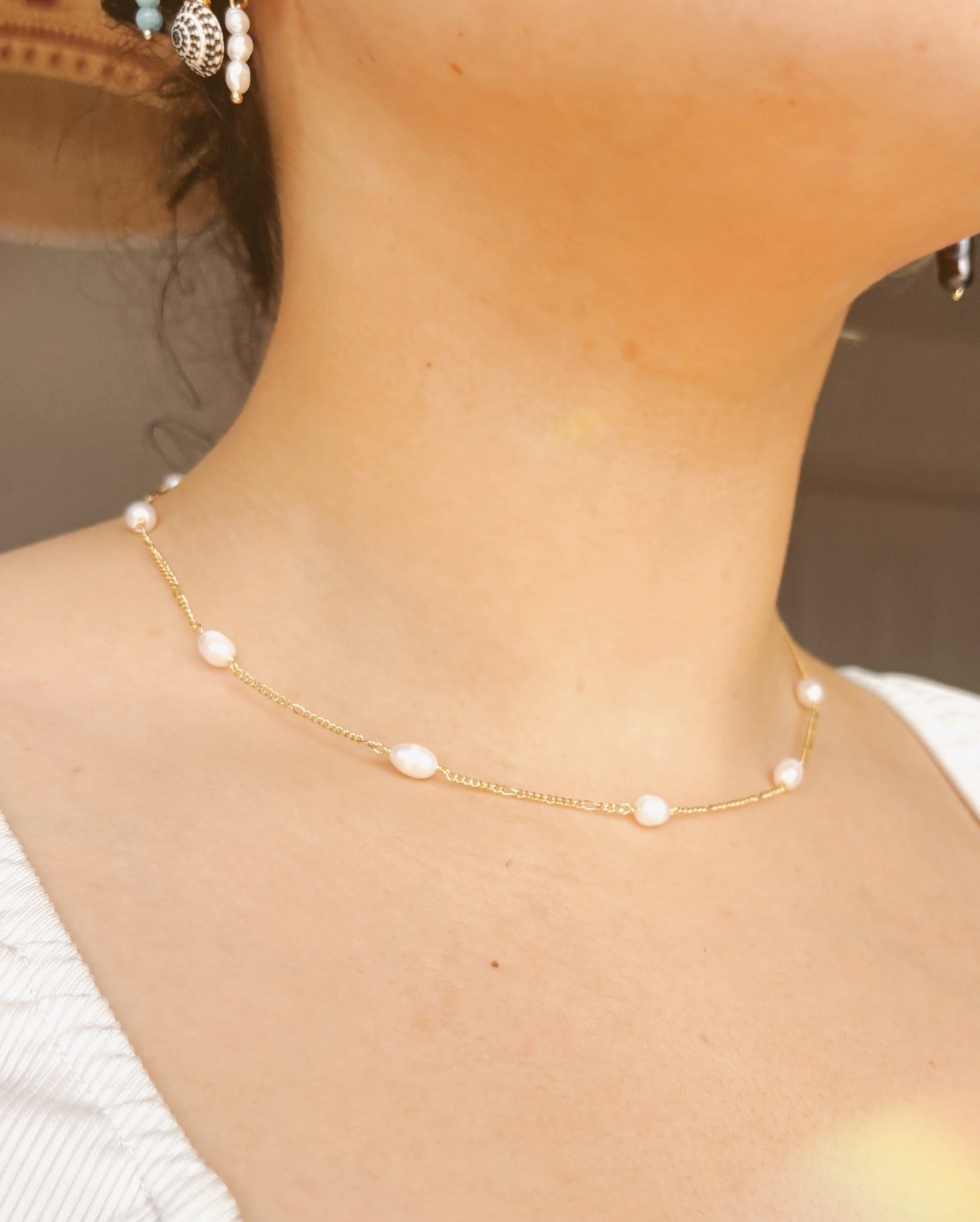 Fresh water pearl chocker tarnish free handmade