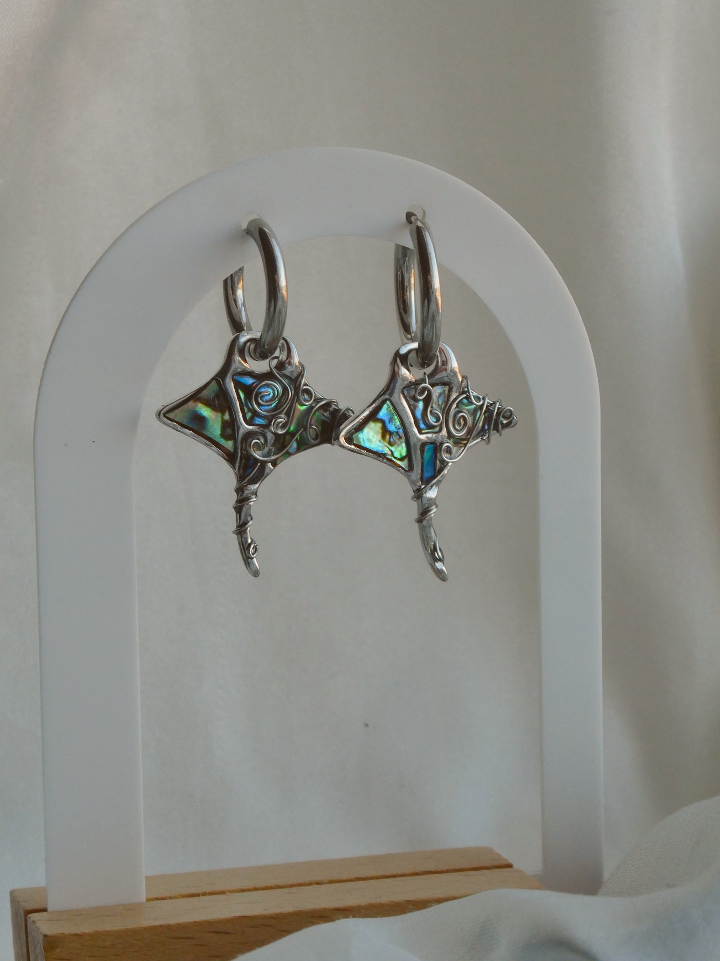 Abalone manta ray earrings