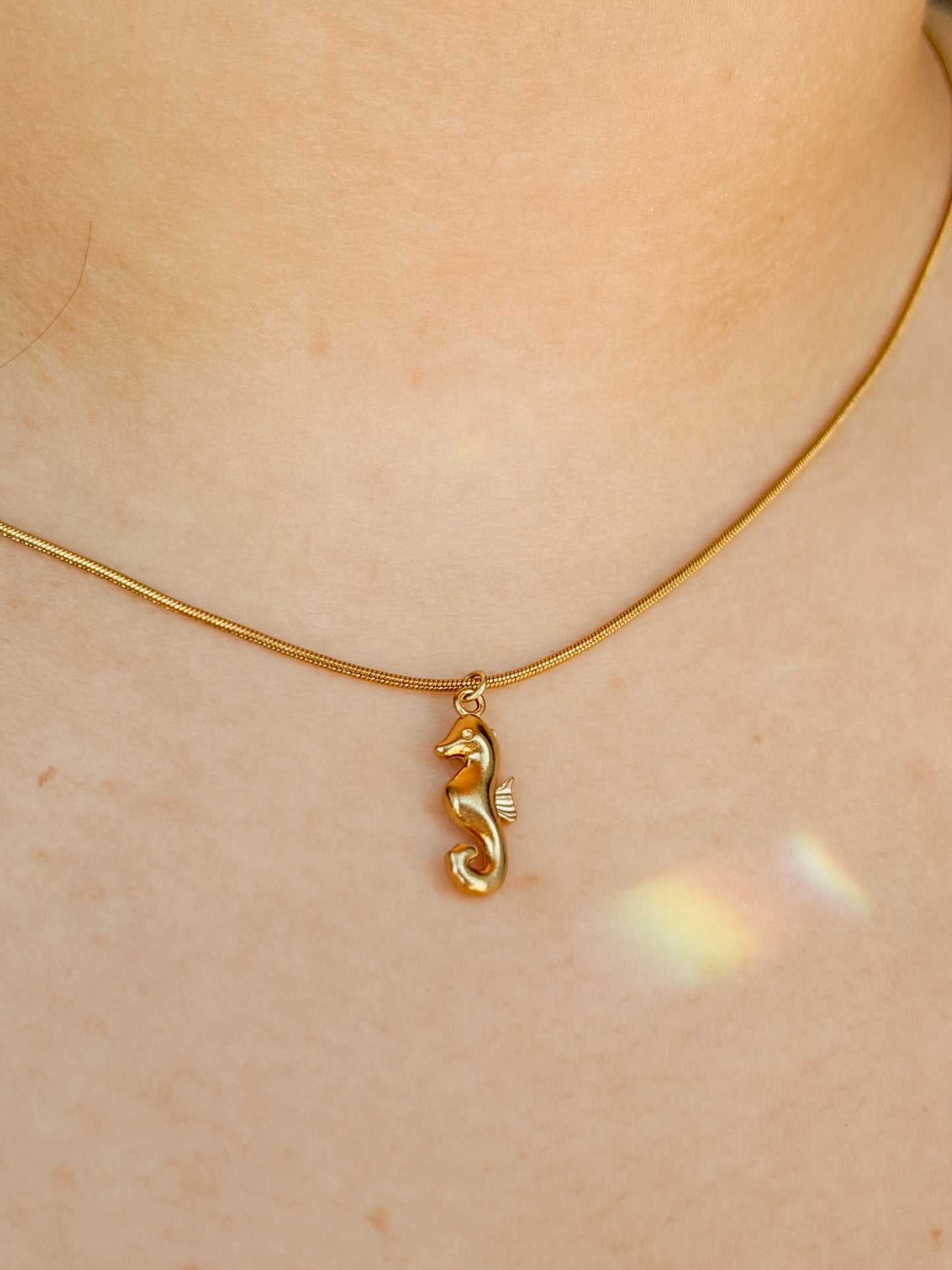 18k gold plated dainty seahorse necklace