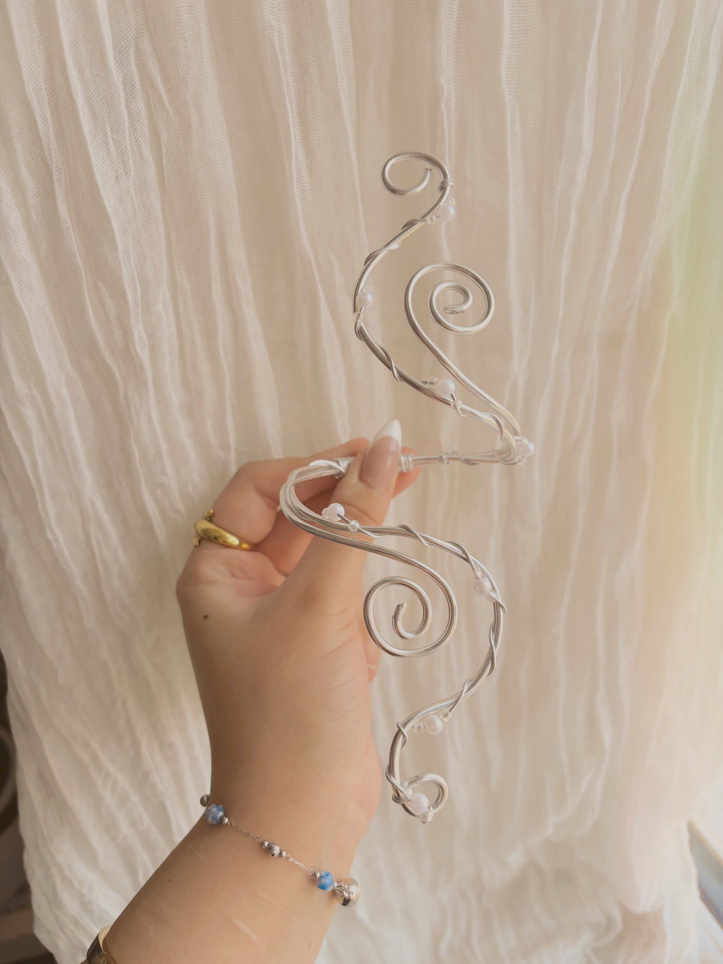 Gold or Silver handmade arm cuff with added details