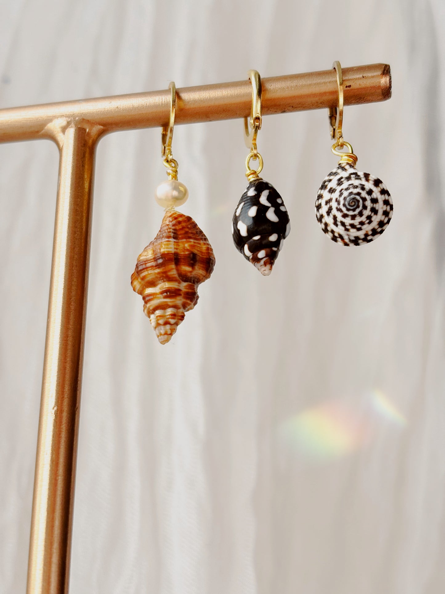 Natural Shell earrings - tarnish free silver & gold