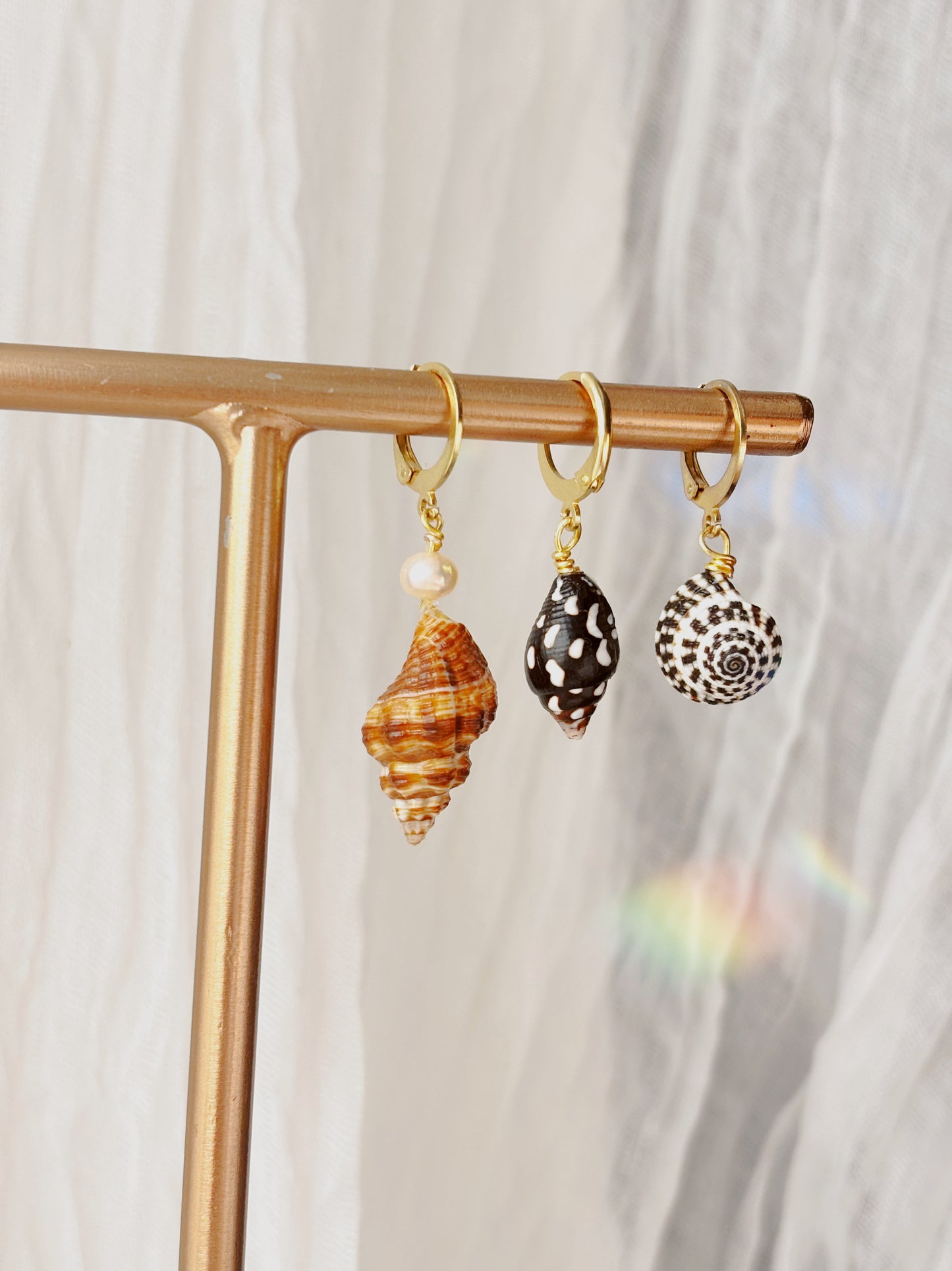 Natural Shell earrings - tarnish free silver & gold