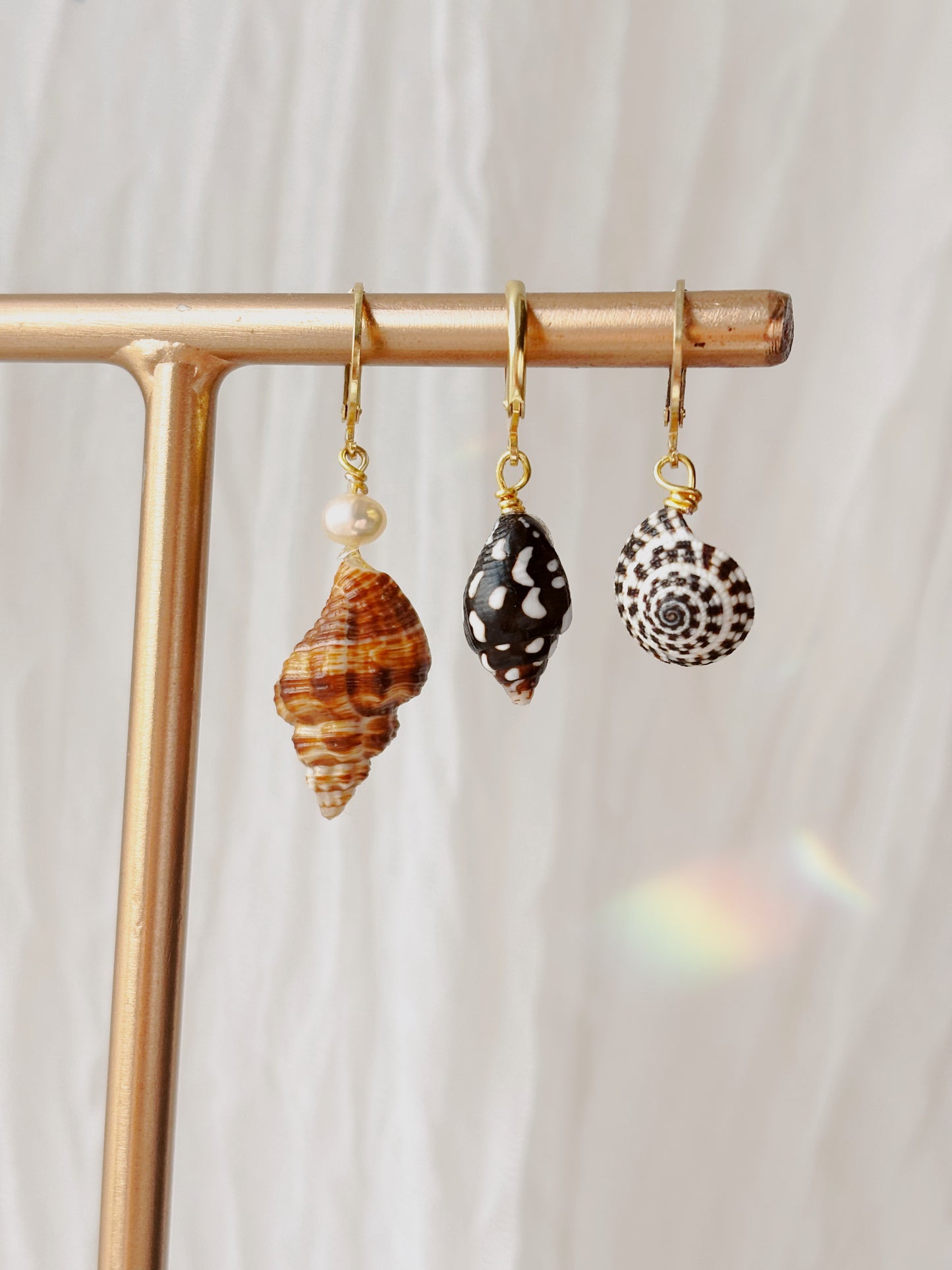 Natural Shell earrings - tarnish free silver & gold