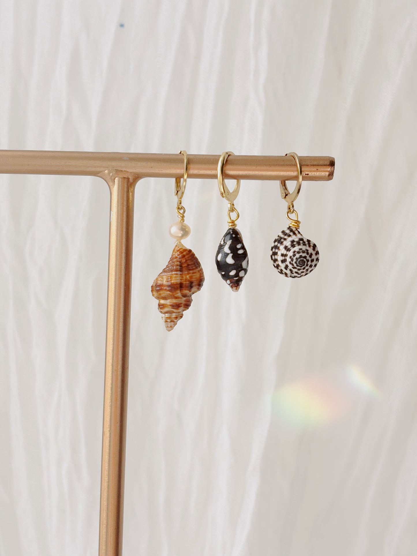 Natural Shell earrings - tarnish free silver & gold