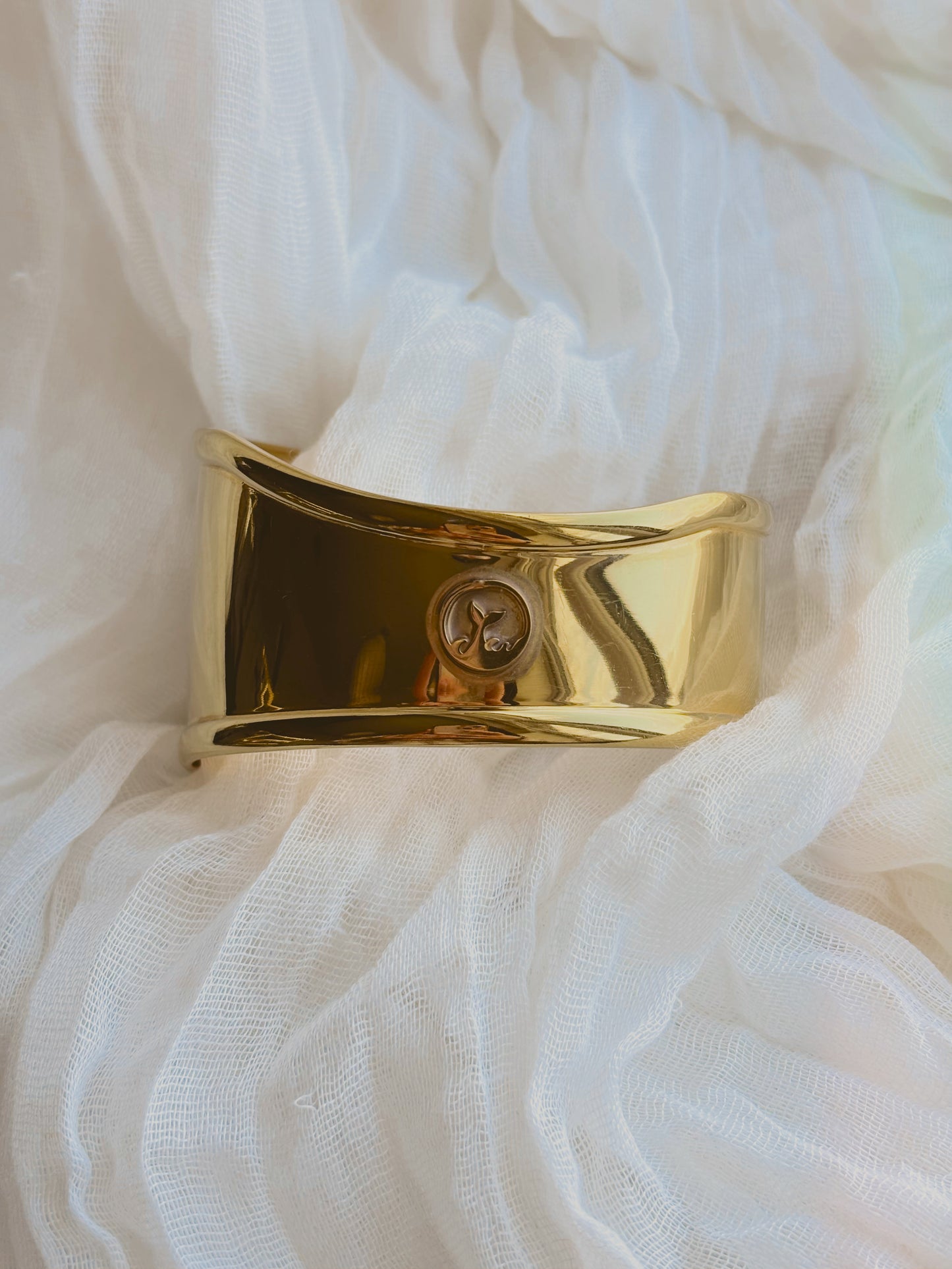 Chunky whale coin bangle - Ajustable - gold or silver