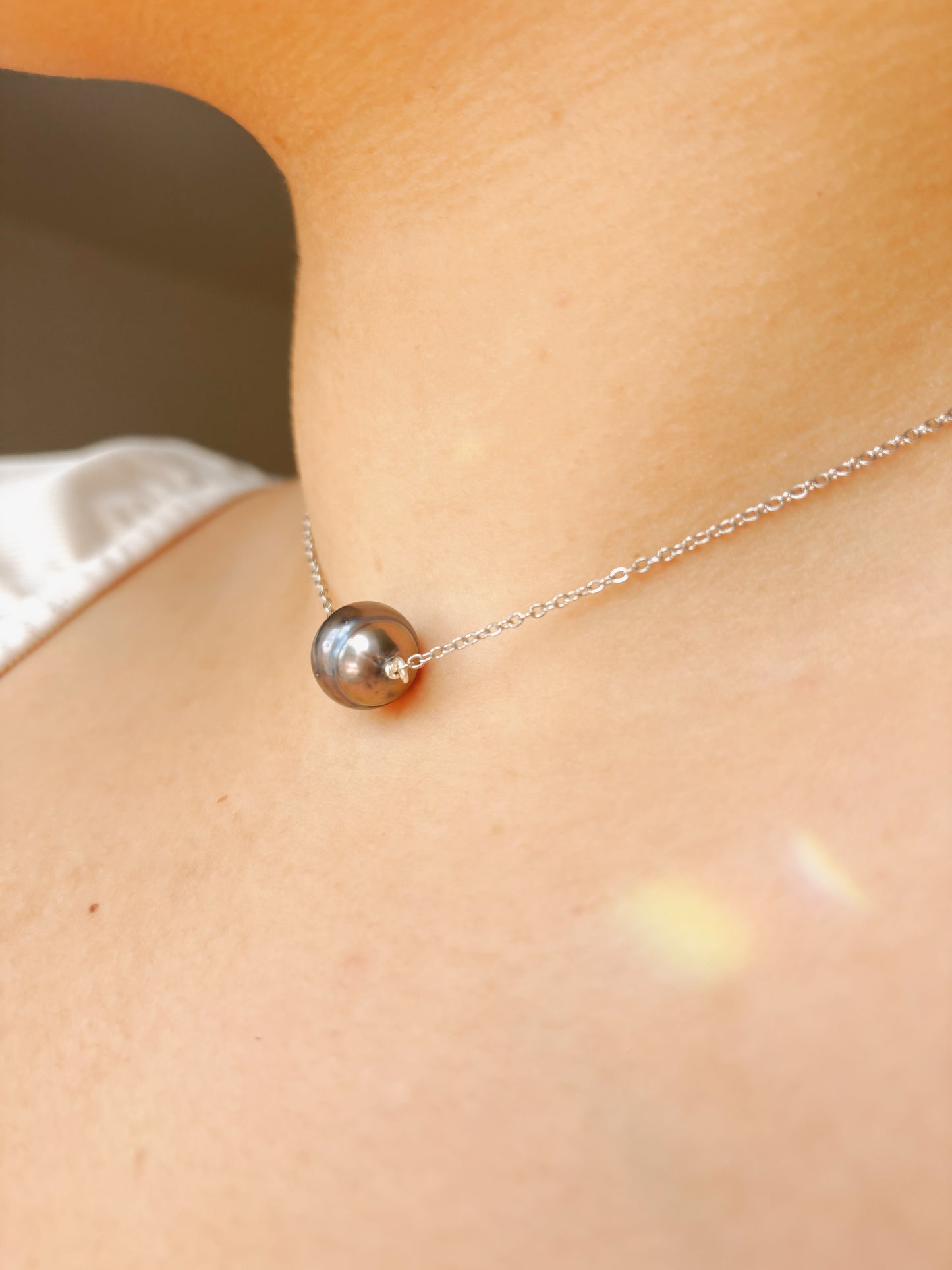 Freshwater dark pearl chocker tarnish free handmade - inspired by Lilo and Stitch