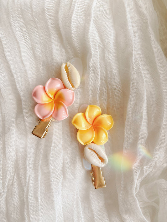 Hawaiian inspired hair clips - makeup hair back clips