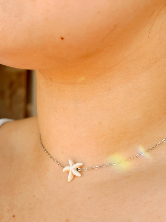 Fidget starfish Necklace - tarnish free silver and gold