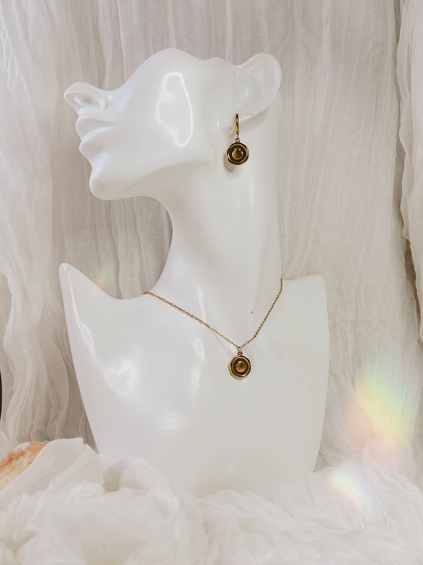 Ocean coin earrings & necklace set