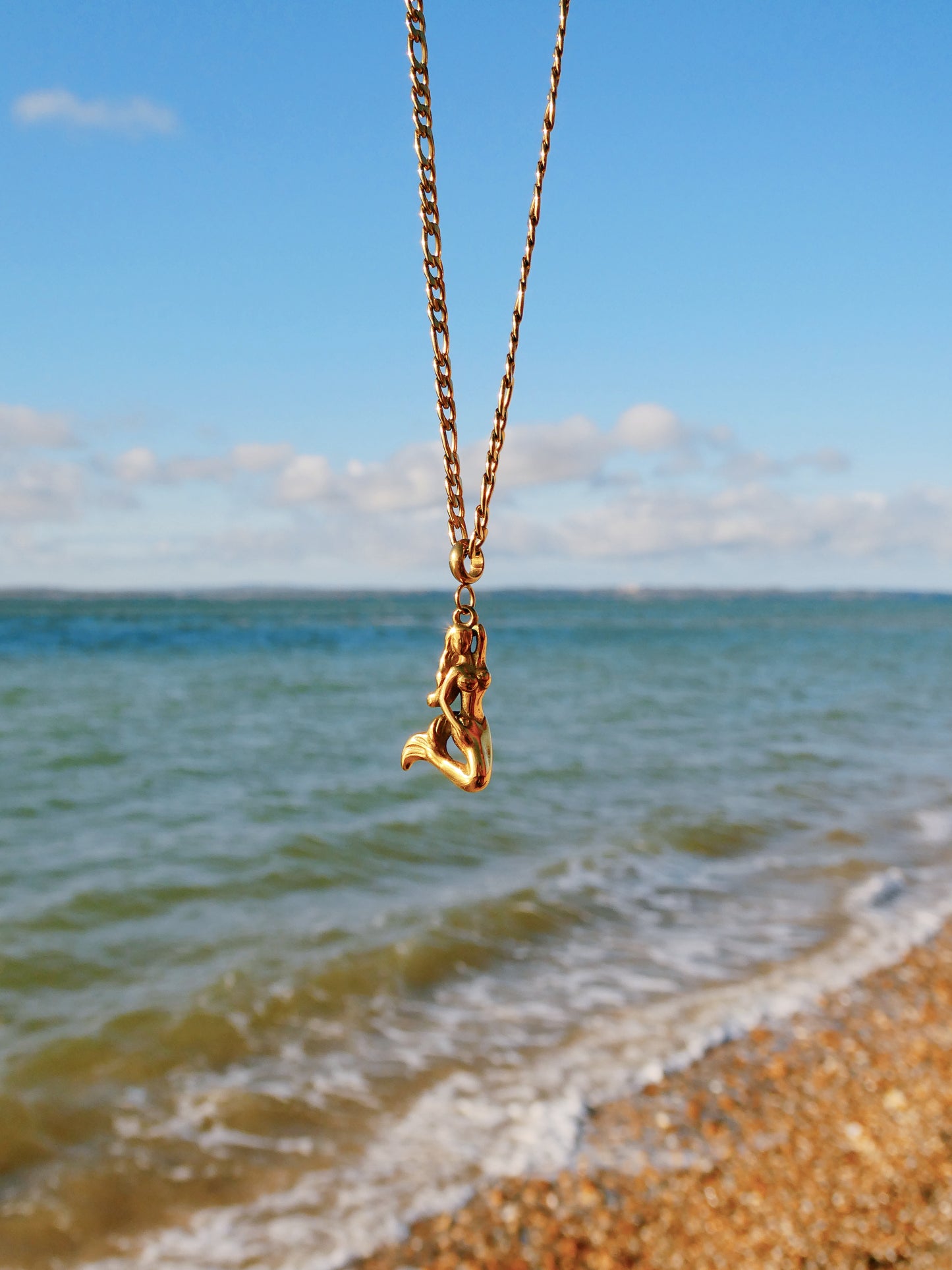 Gold 3D Mermaid necklace with custom chain