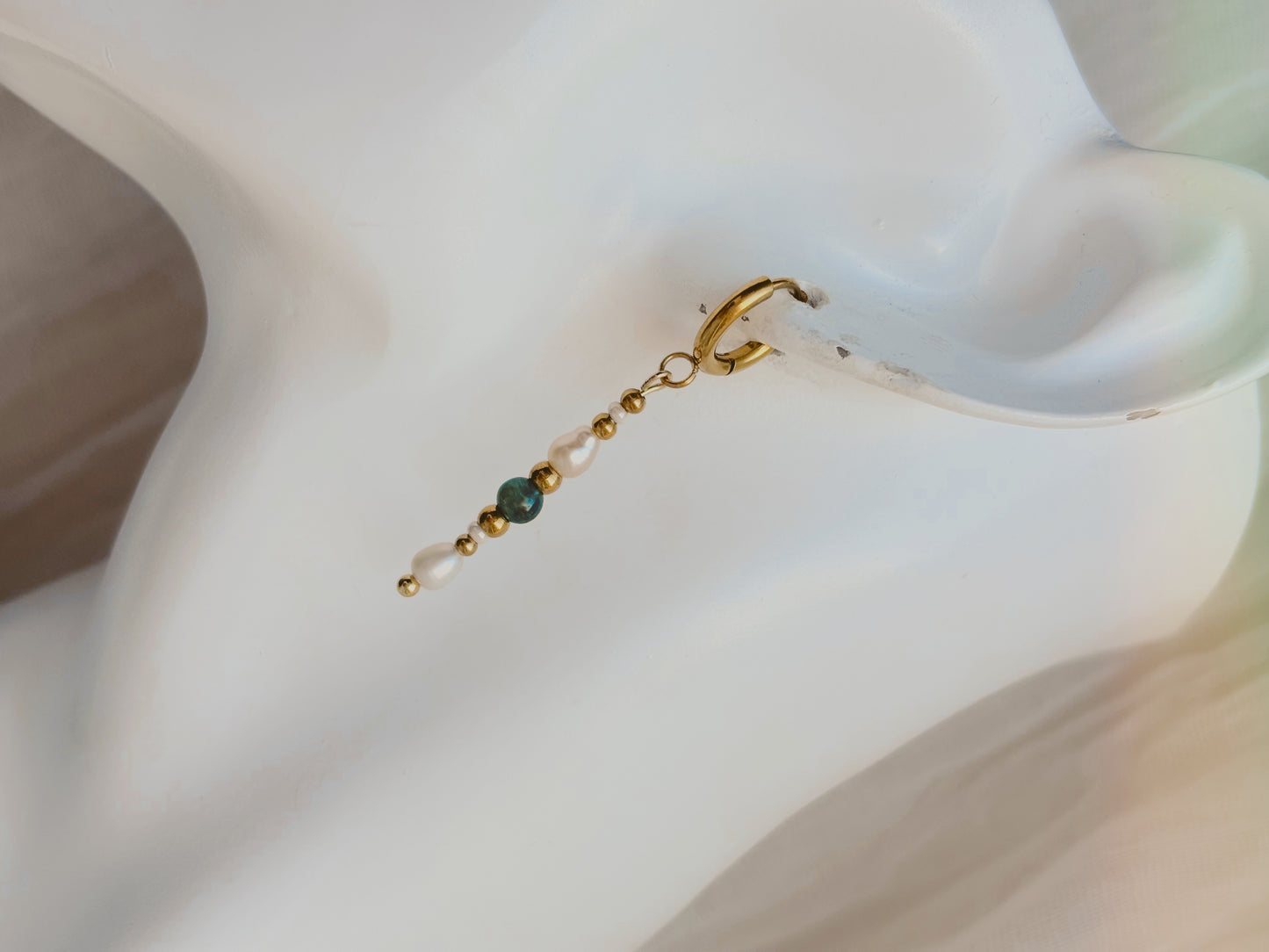 Fresh water pearl & gem stone custom earrings