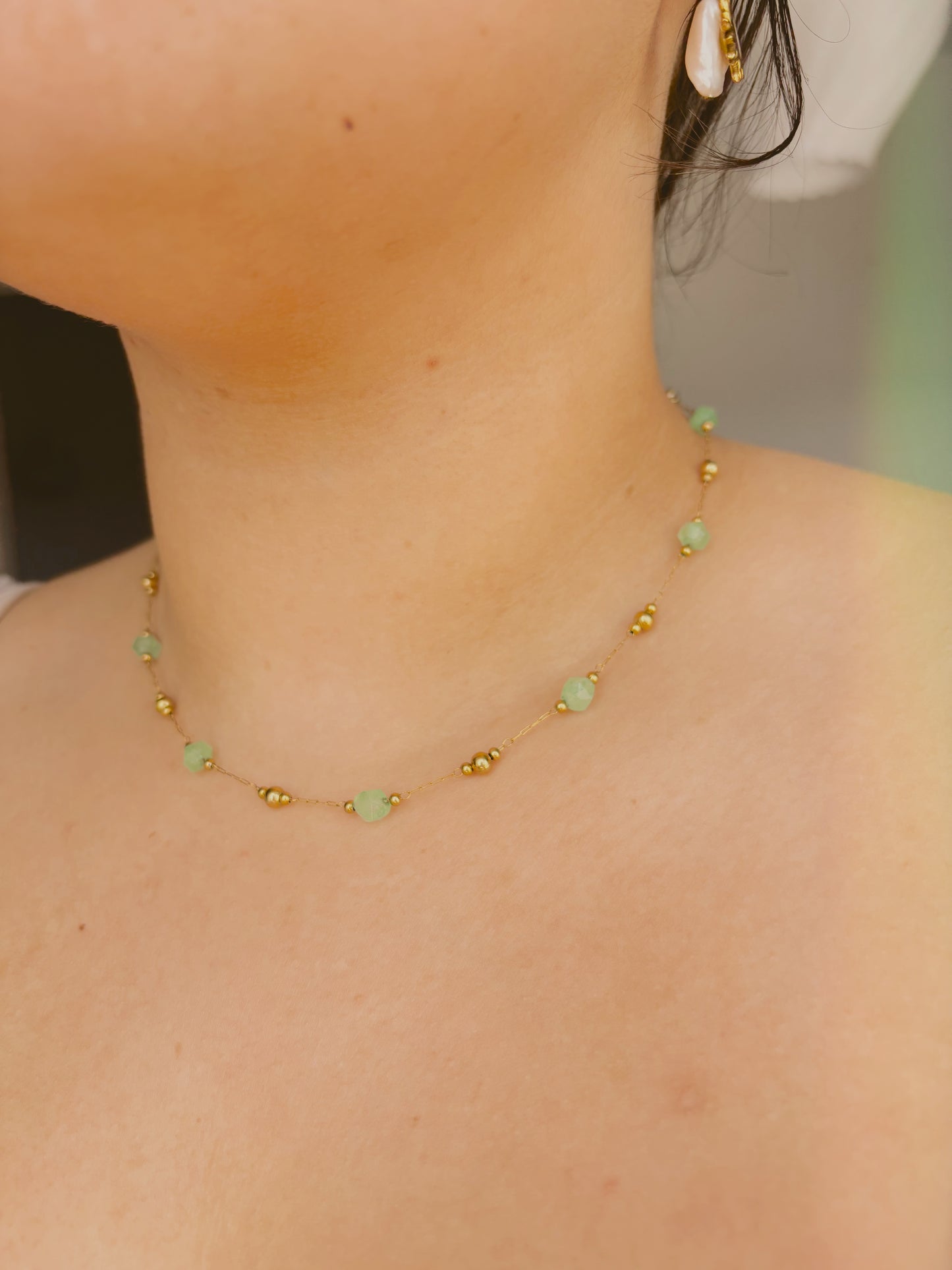 Custom coloured gem stone necklace | waterproof & tarnish free | gold & silver