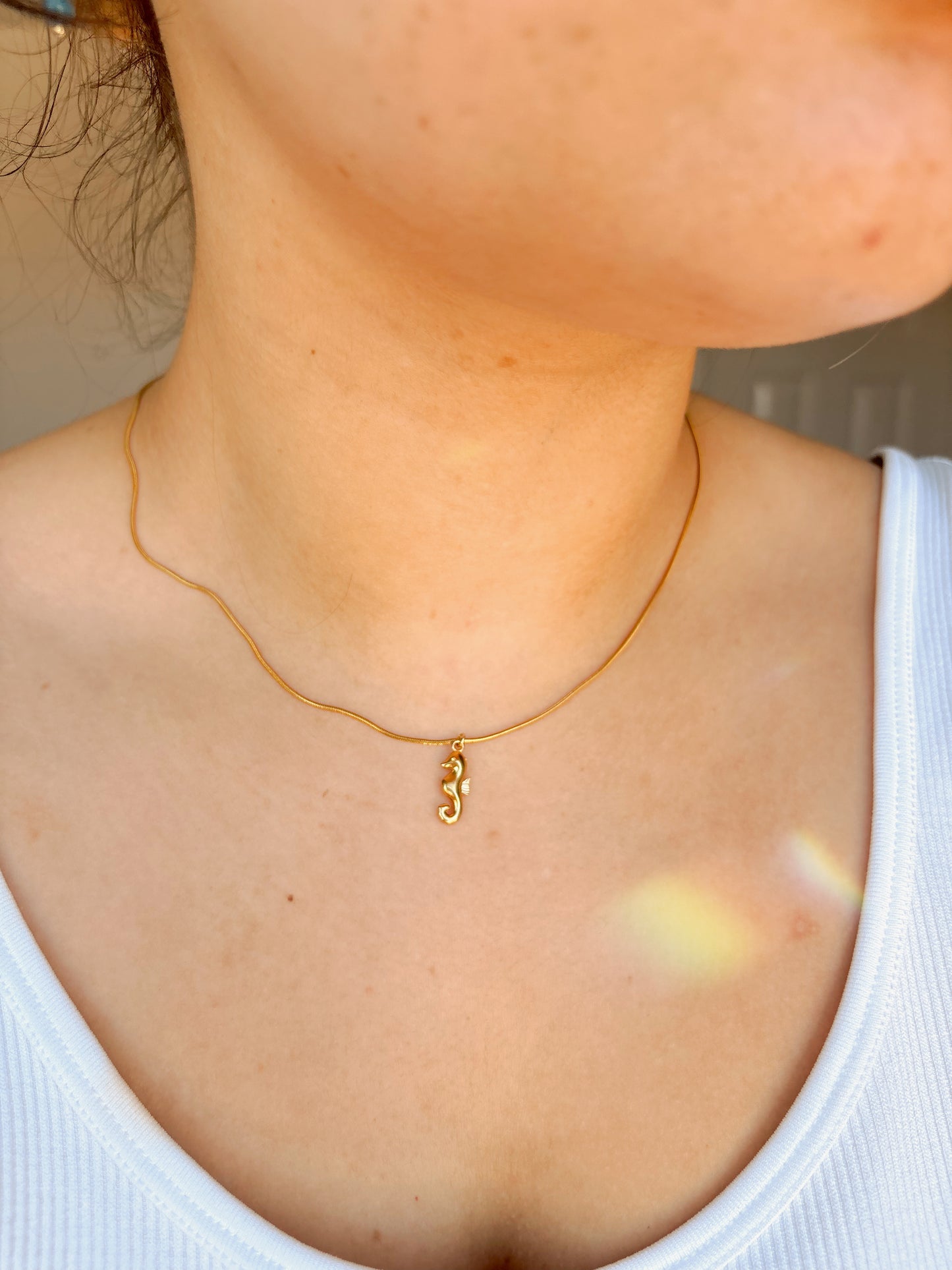 18k gold plated dainty seahorse necklace