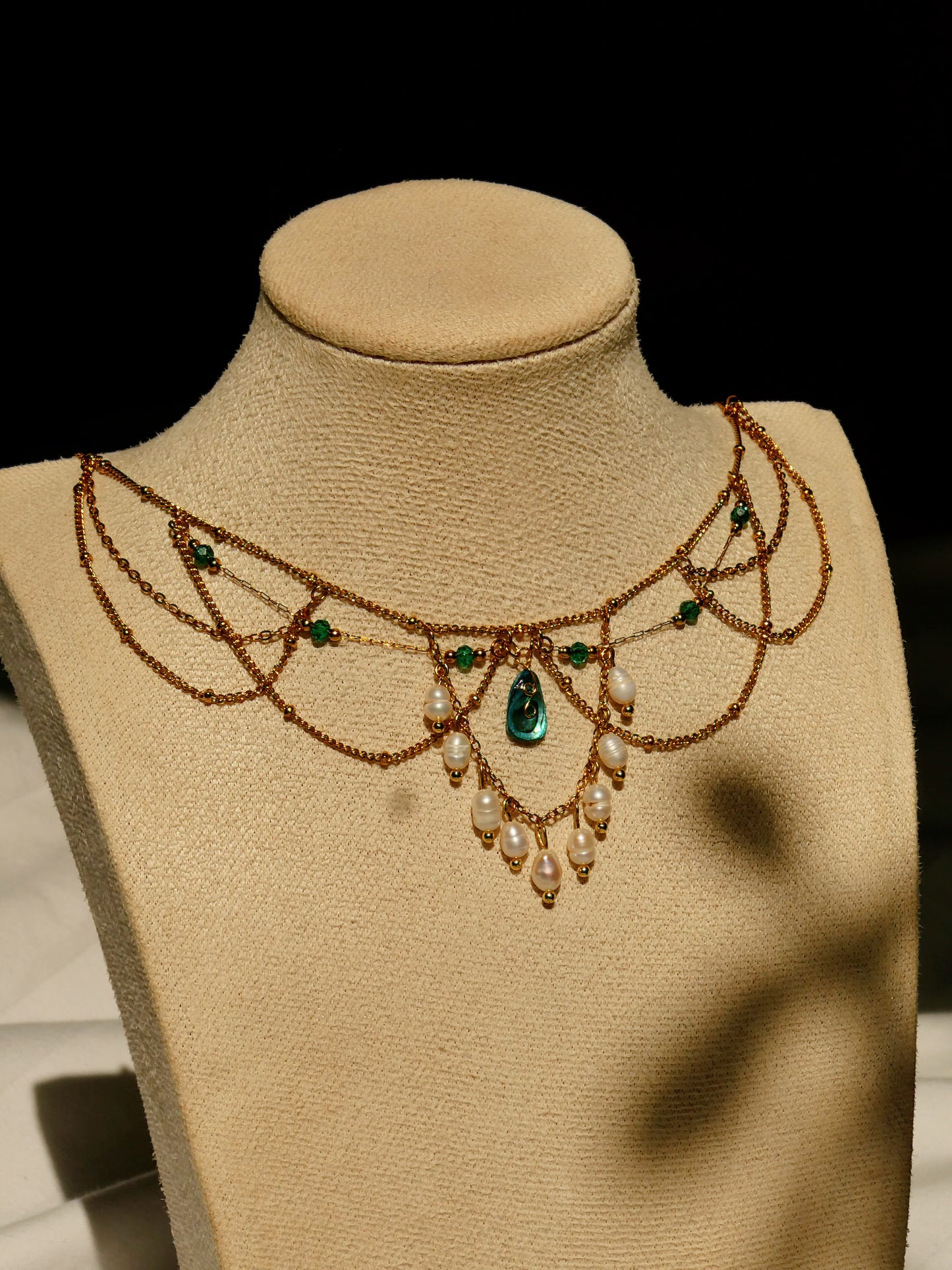 Abalone shell & Pearl bridal necklace