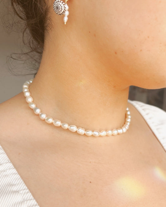 Fresh water pearl chocker tarnish free handmade