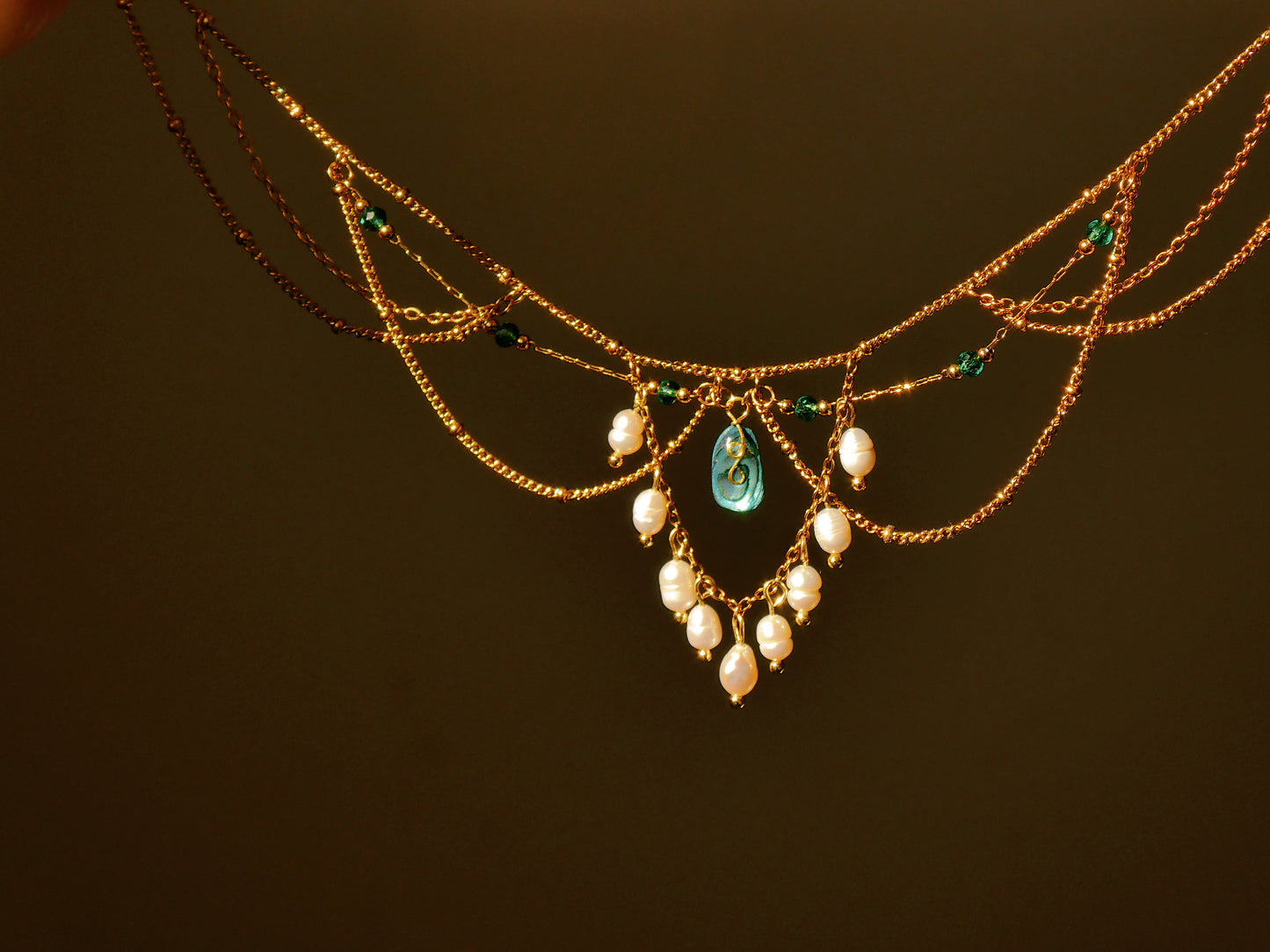 Abalone shell & Pearl bridal necklace