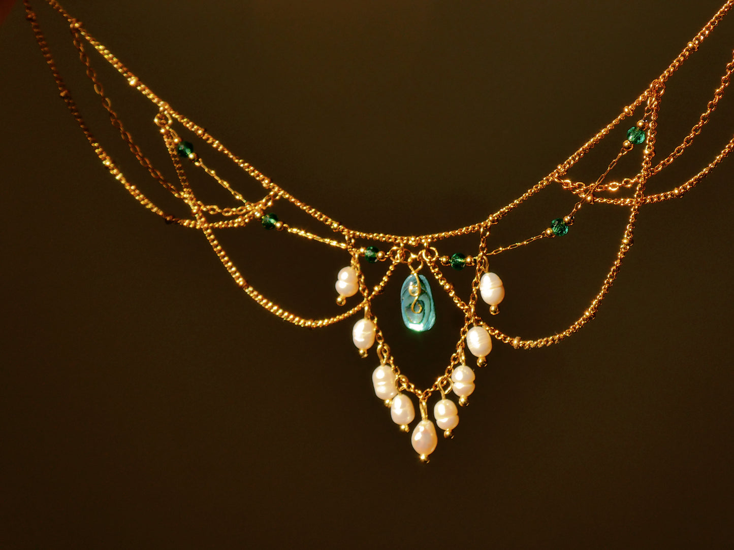 Abalone shell & Pearl bridal necklace