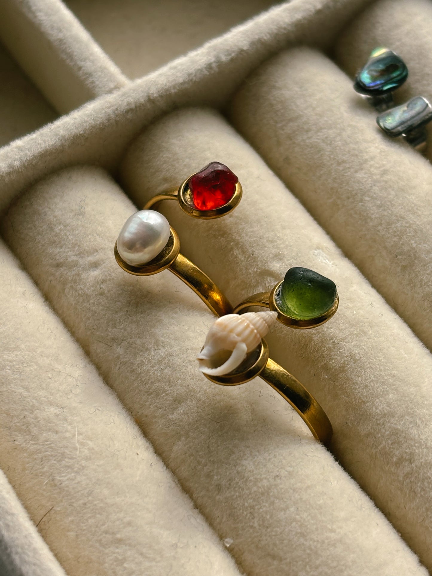 Customisable shell & sea glass rings