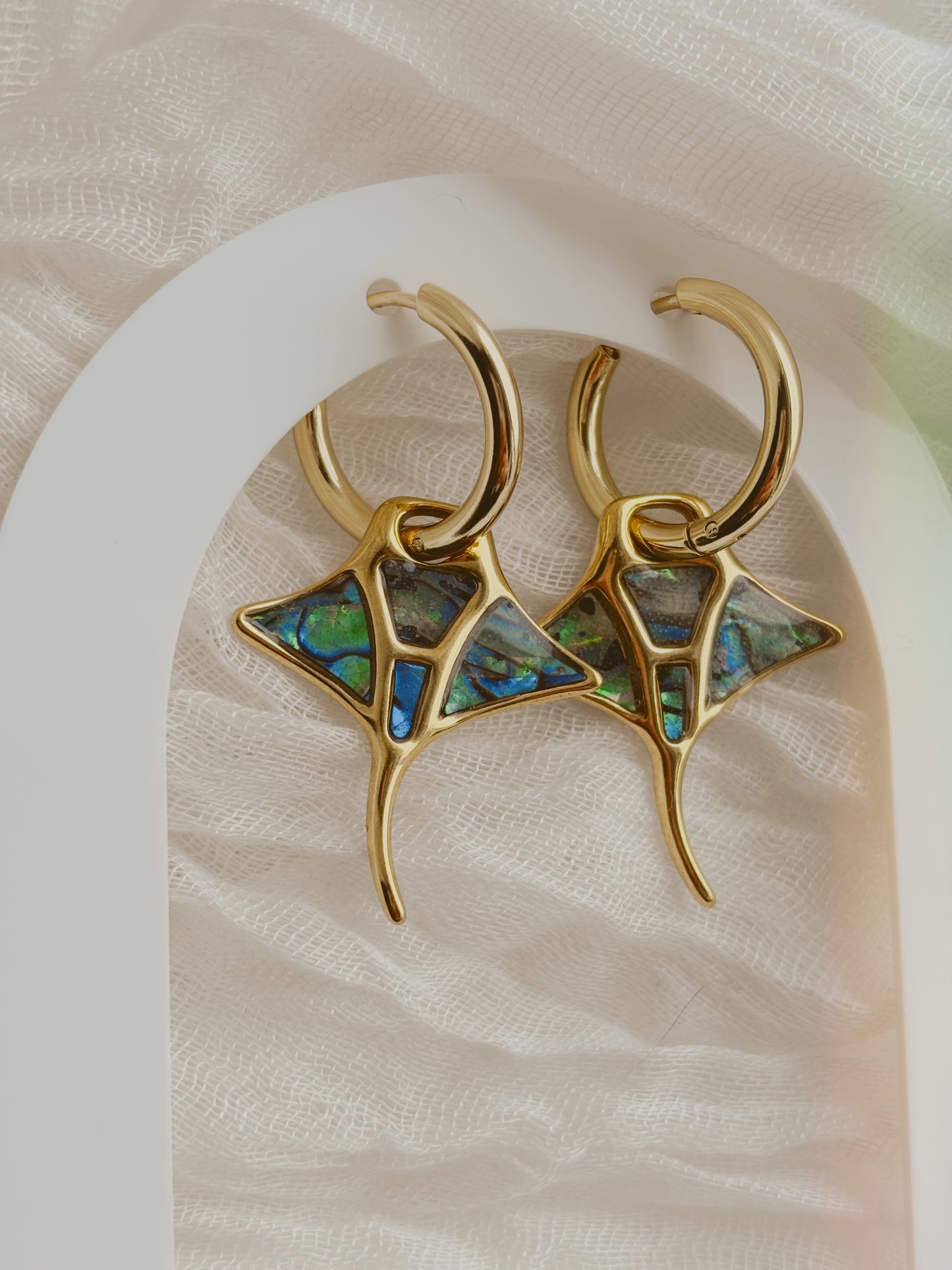 Abalone Manta ray earrings
