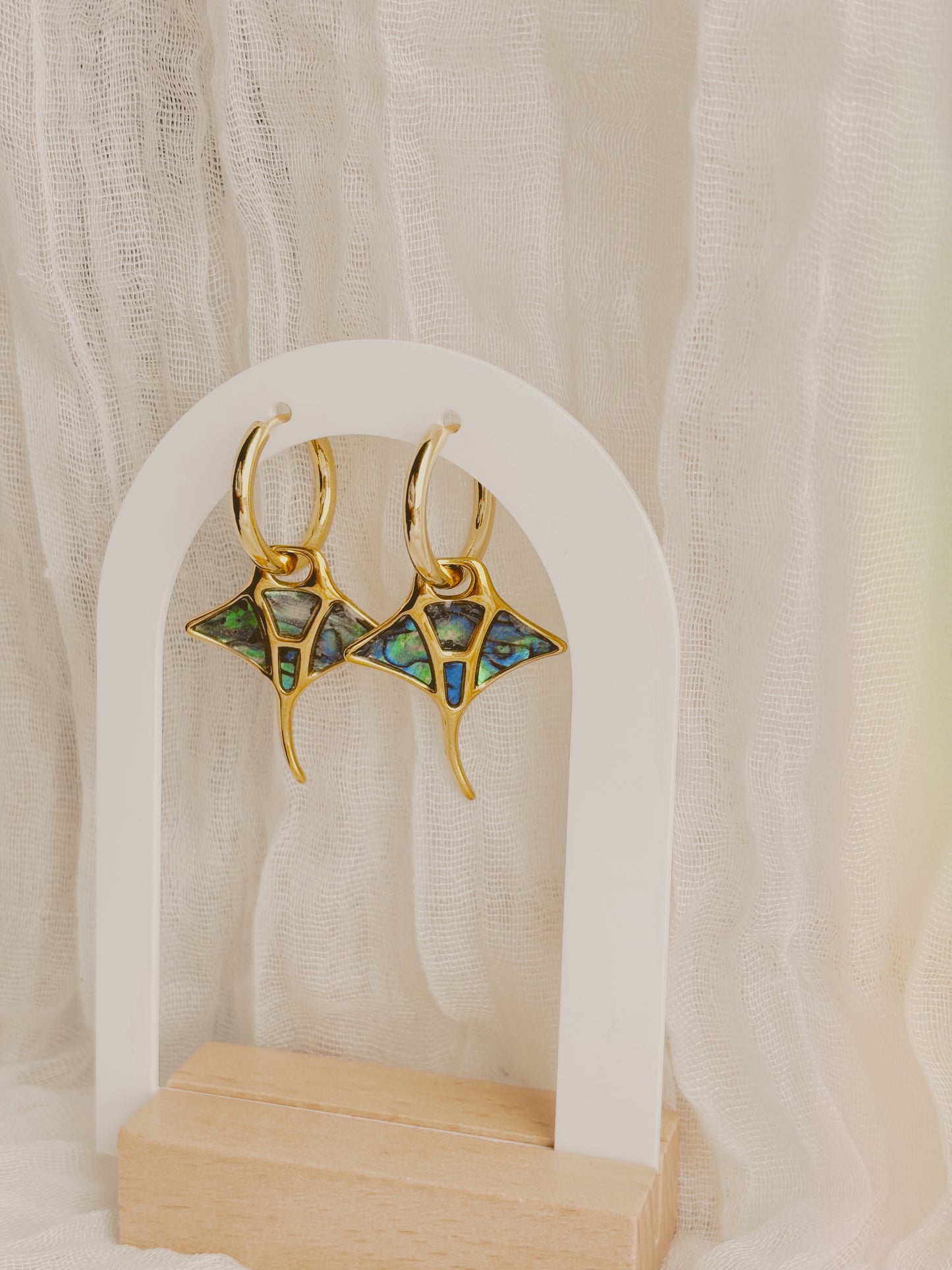 Abalone Manta ray earrings