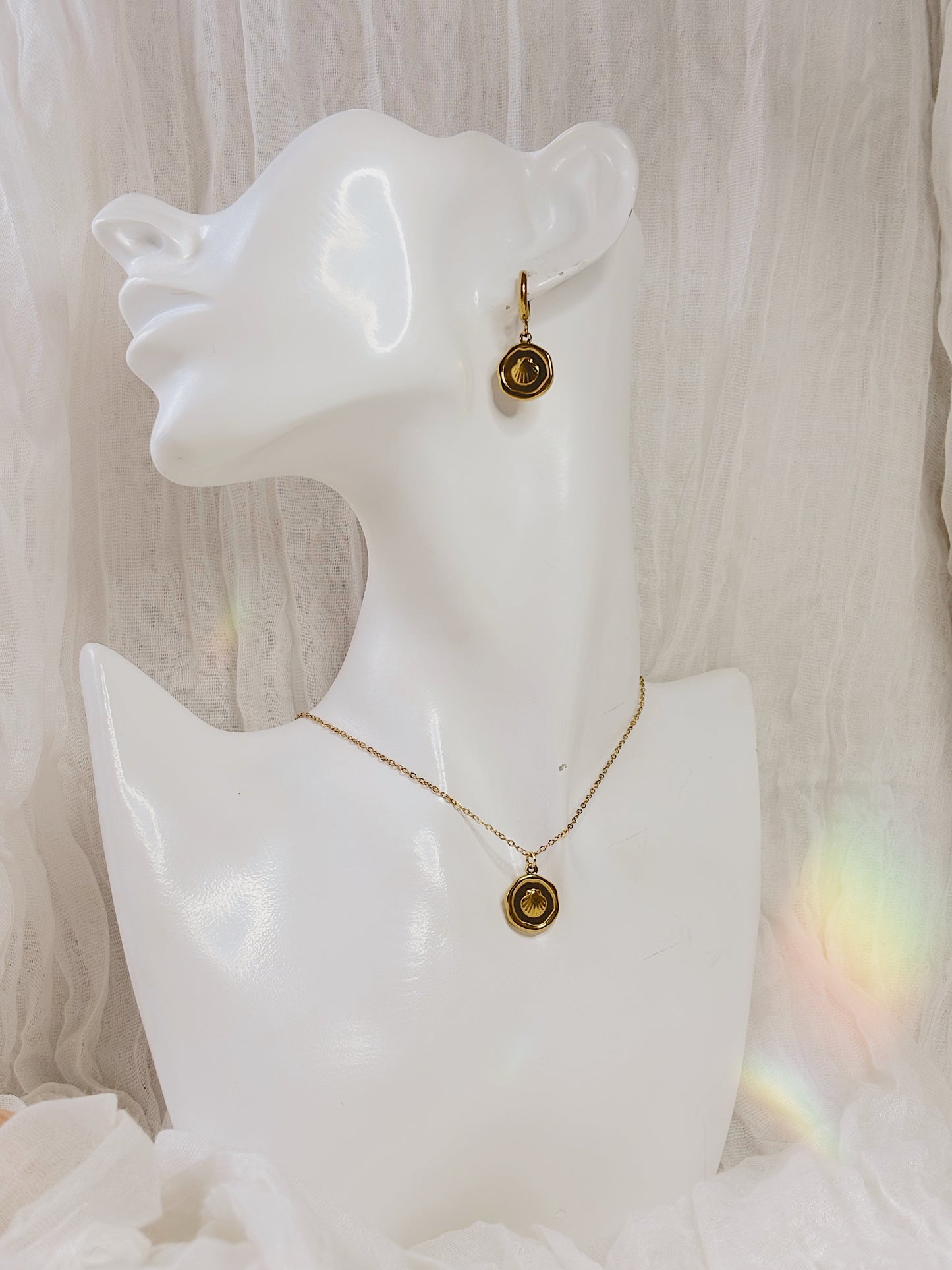 Ocean coin earrings & necklace set
