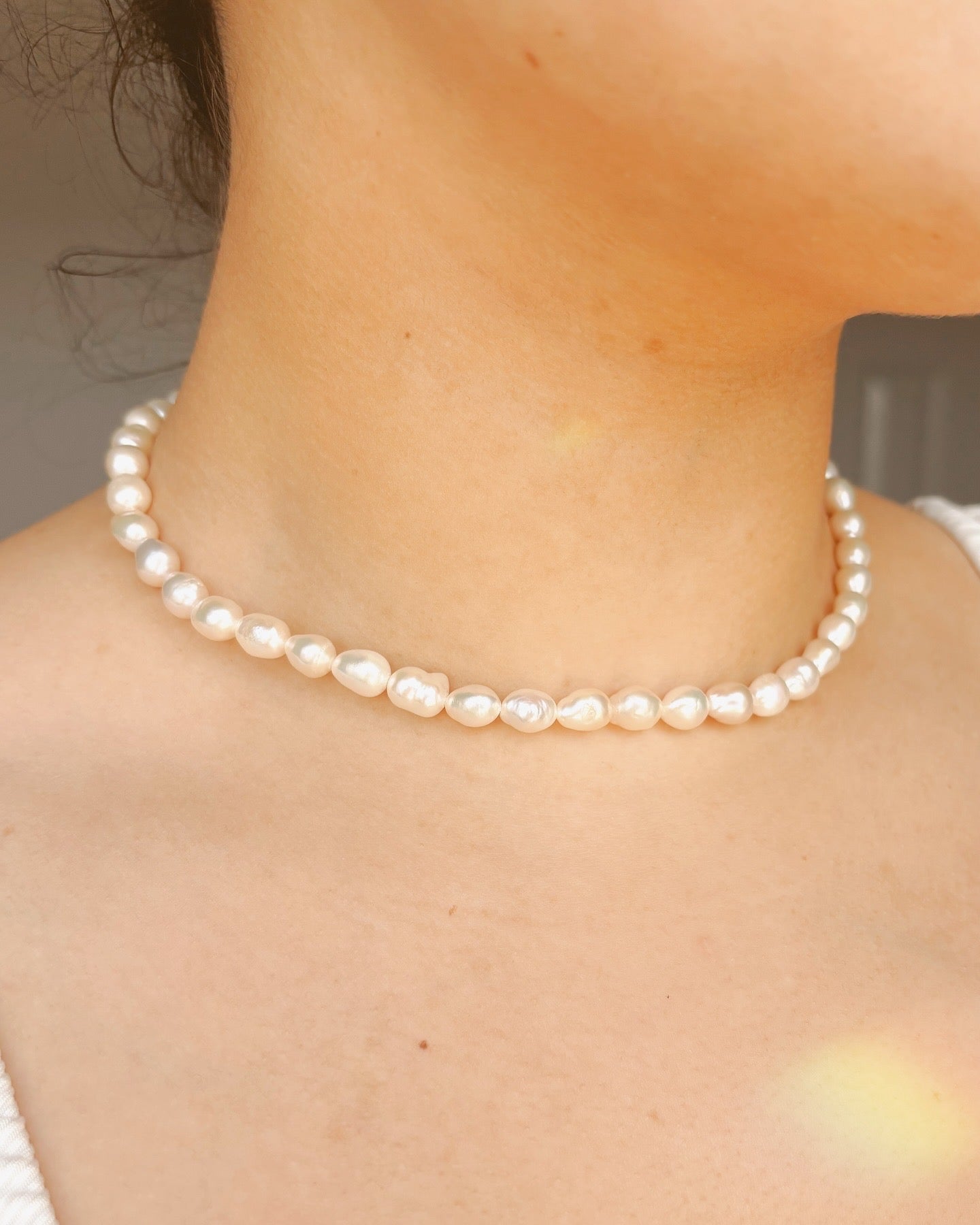 Fresh water pearl chocker tarnish free handmade