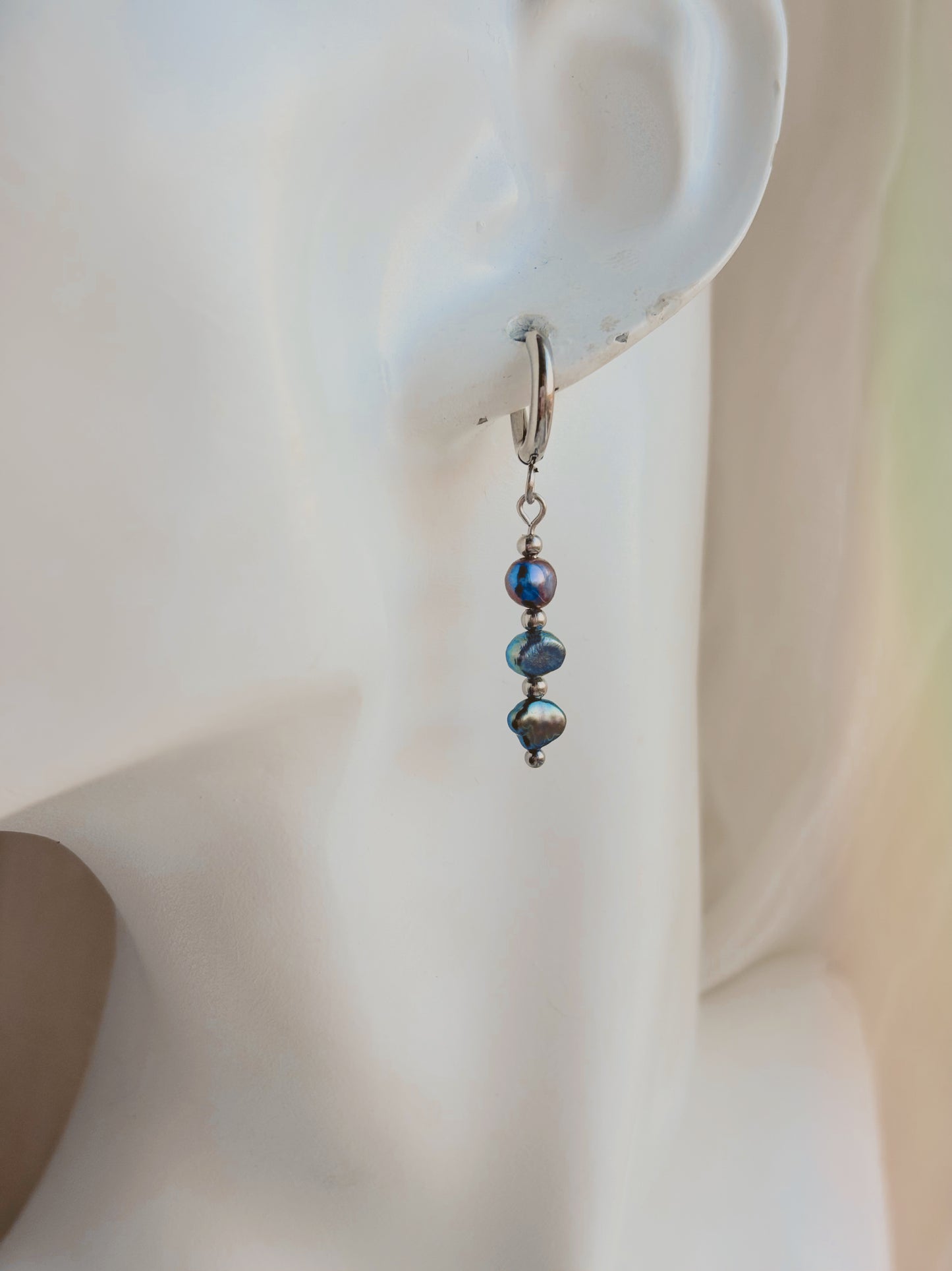 Dark fresh water pearl earrings