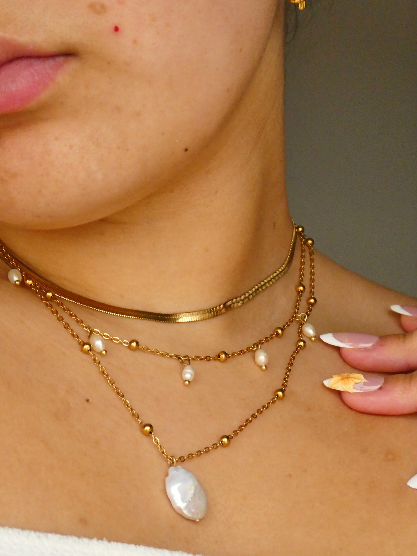 Fresh water pearl necklace set - 3 piece necklace stack