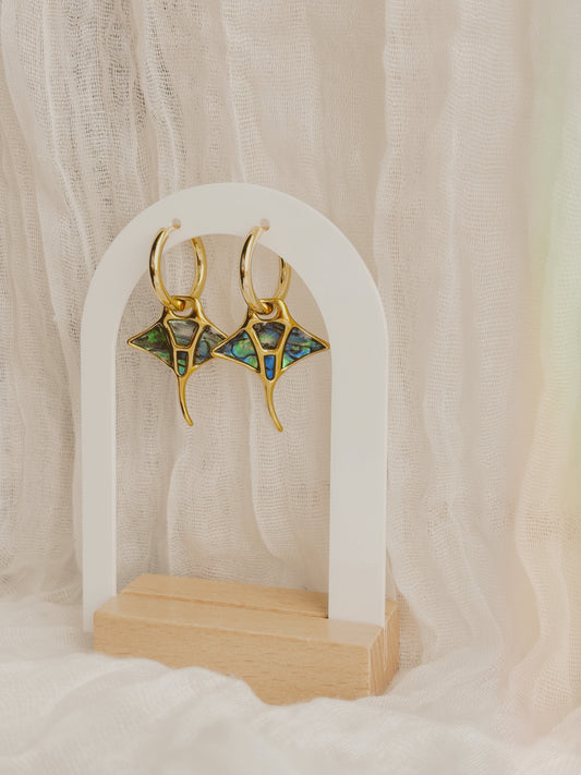 Abalone Manta ray earrings