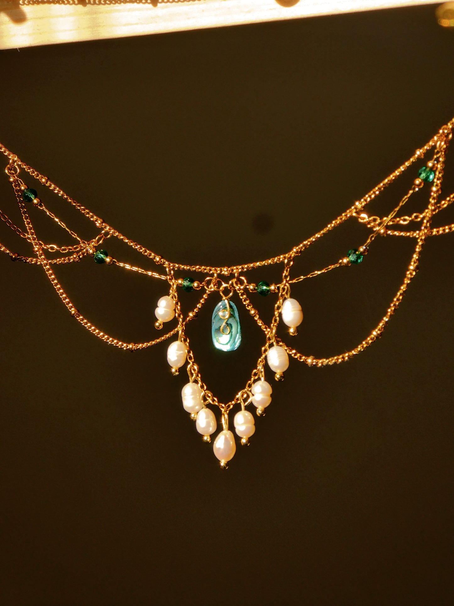 Abalone shell & Pearl bridal necklace