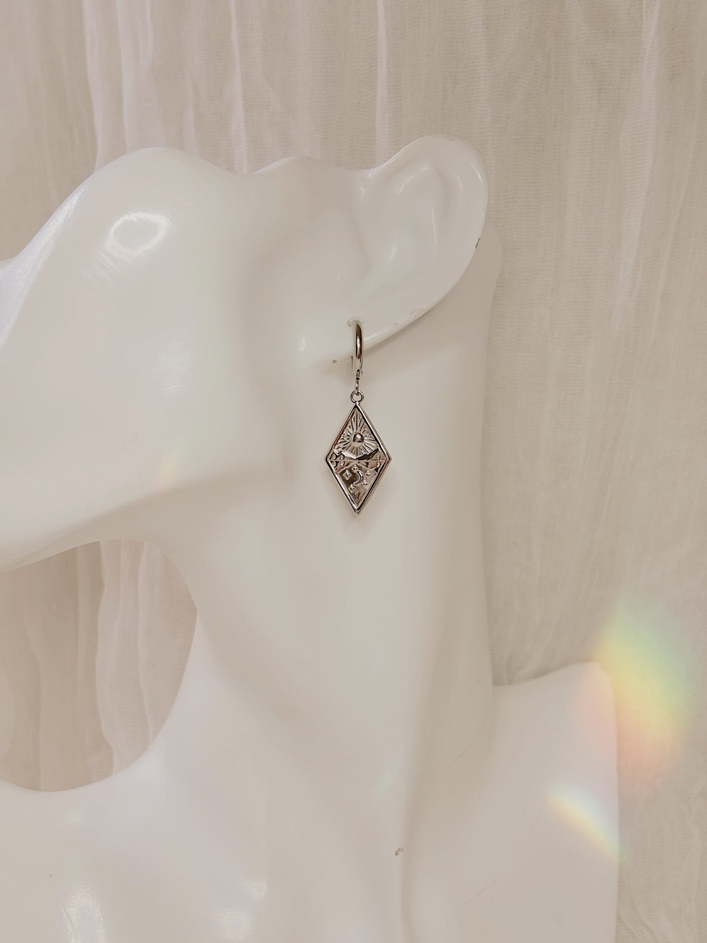 Diamond sunset earrings - tarnish free - gold or silver