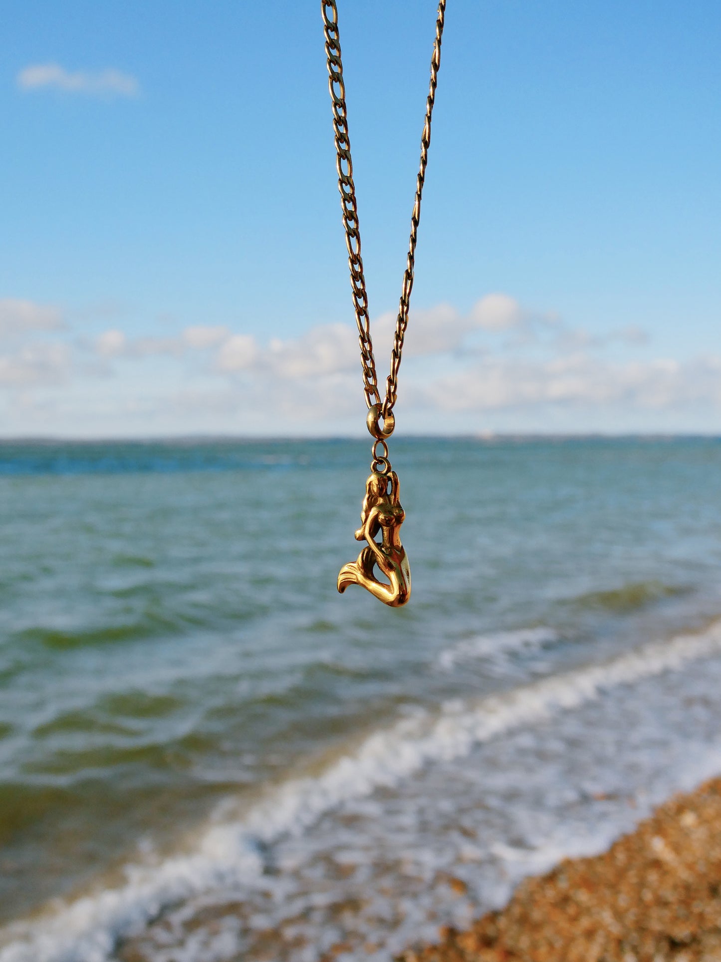 Gold 3D Mermaid necklace with custom chain