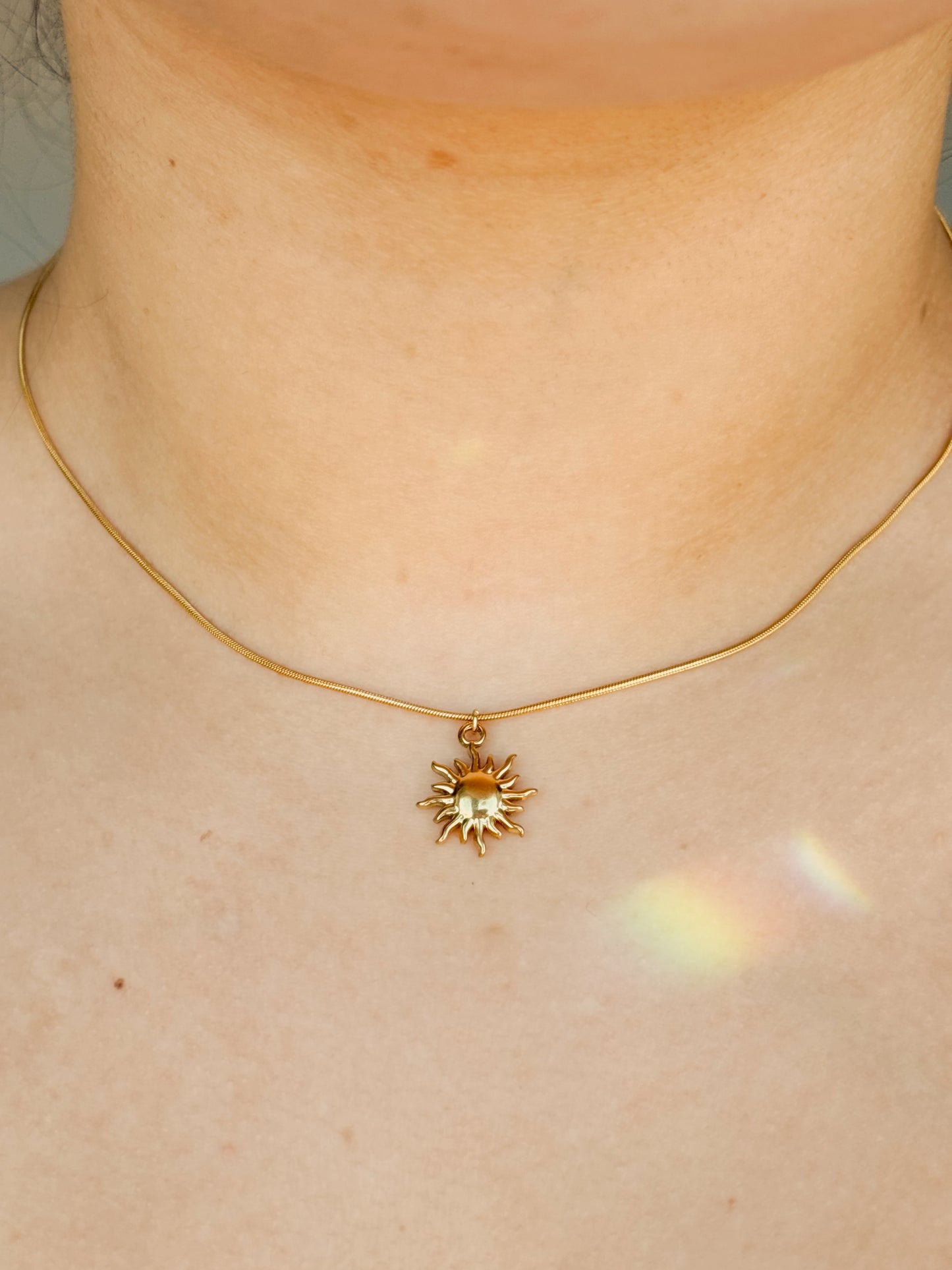 18k gold plated dainty sun necklace
