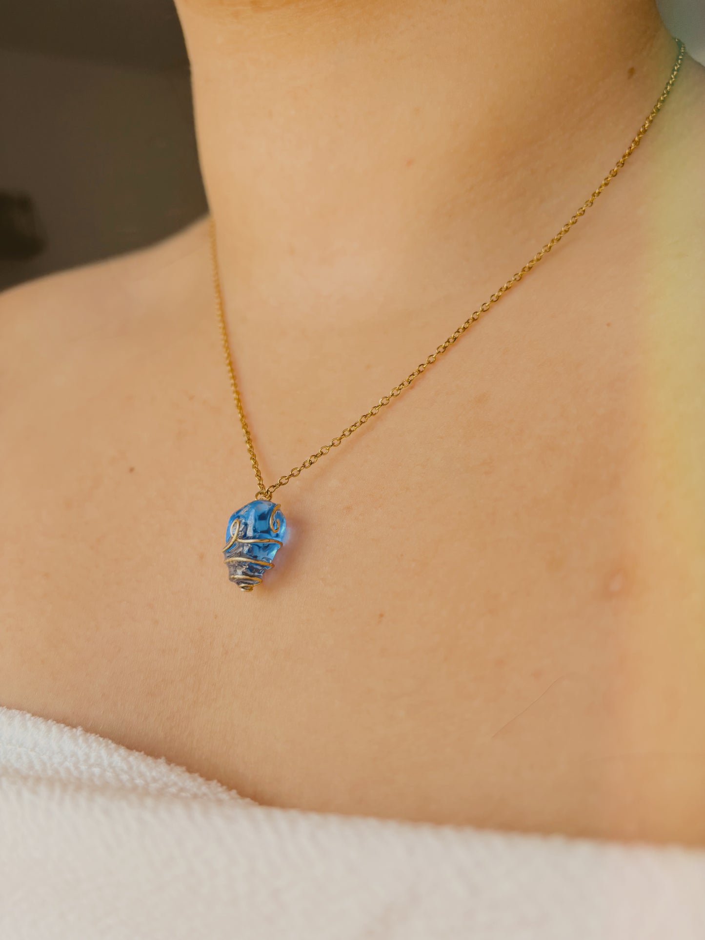 Natural sea glass necklace - handmade and wrapped